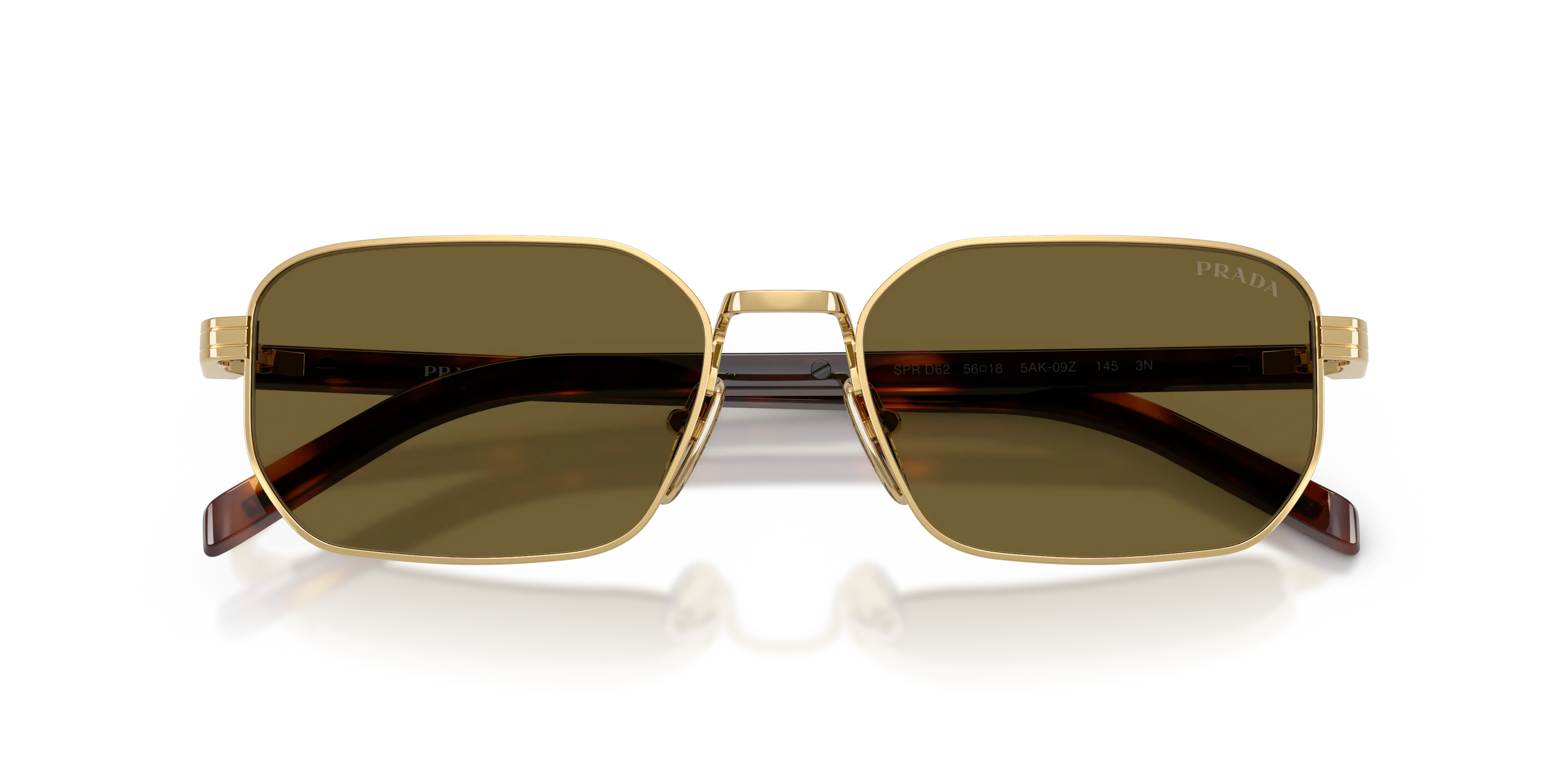 Prada PR D62S 5AK09Z Occhiali da sole Metallo Oro Marrone Squadrata Normale - immagine 2
