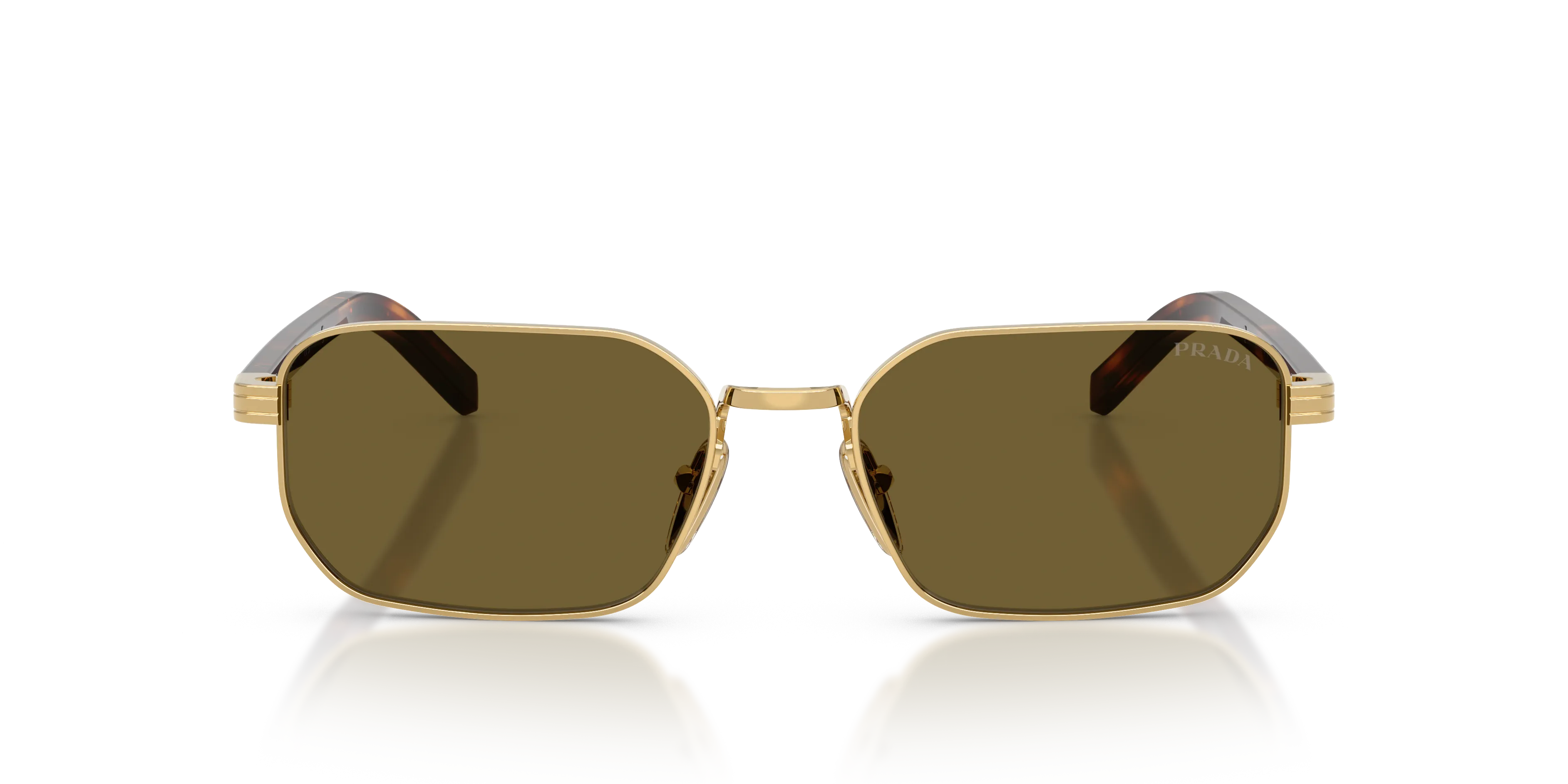 Prada PR D62S 5AK09Z Occhiali da sole Metallo Oro Marrone Squadrata Normale - immagine 3