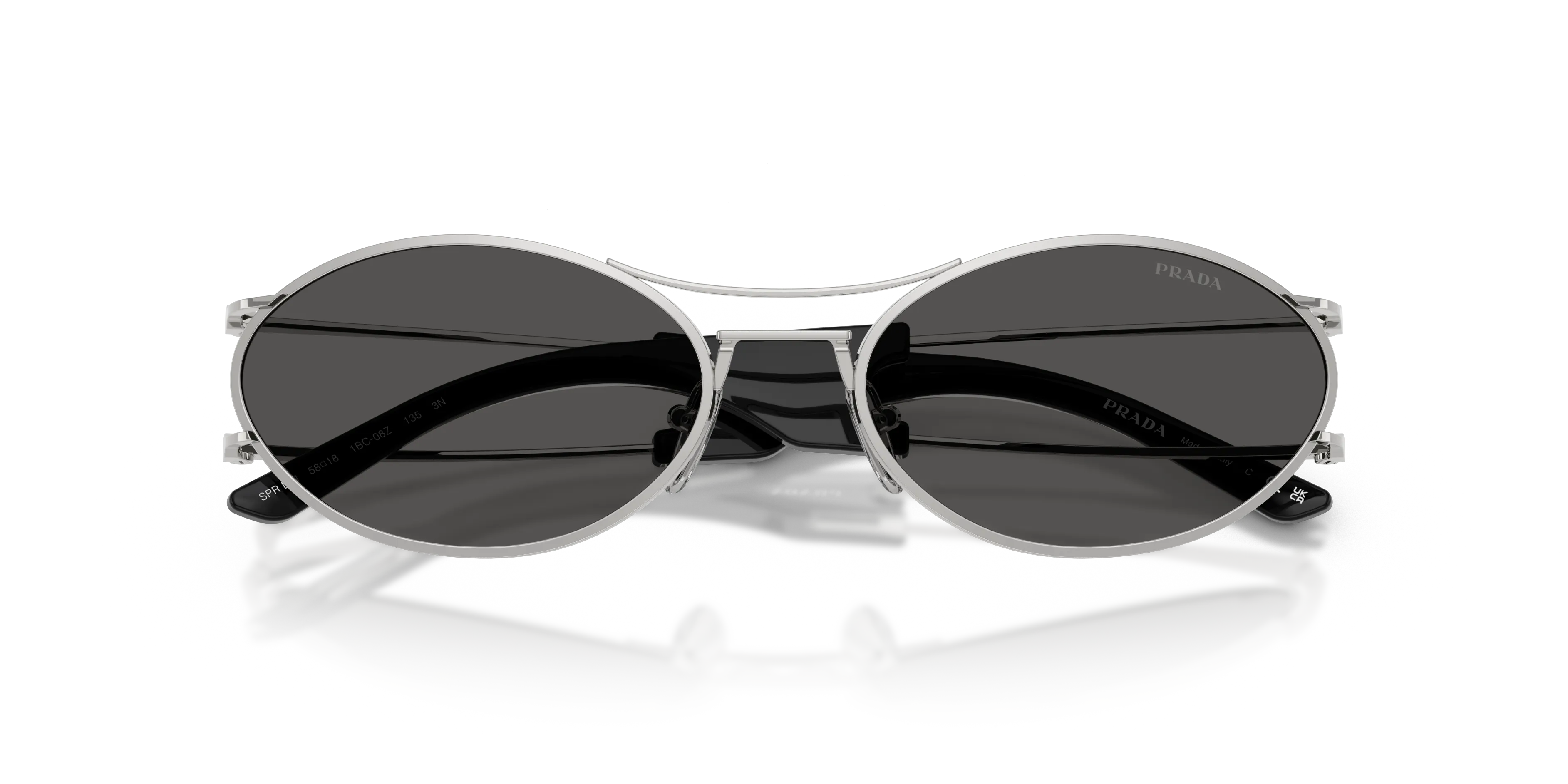 Prada PR D61S 1BC08Z Occhiali da sole Metallo Argento Grigio Rotonda Normale - immagine 2