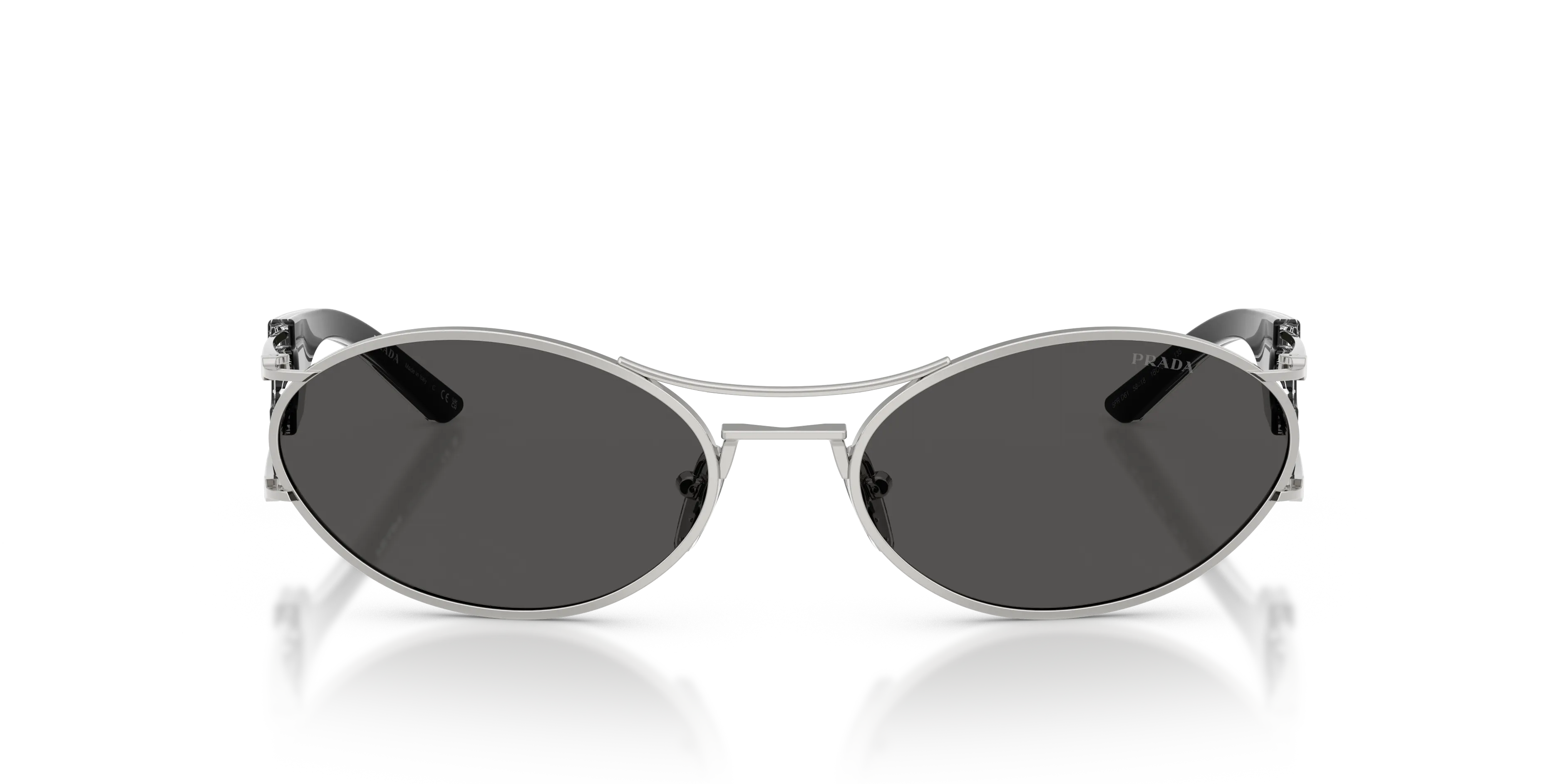 Prada PR D61S 1BC08Z Occhiali da sole Metallo Argento Grigio Rotonda Normale - immagine 3