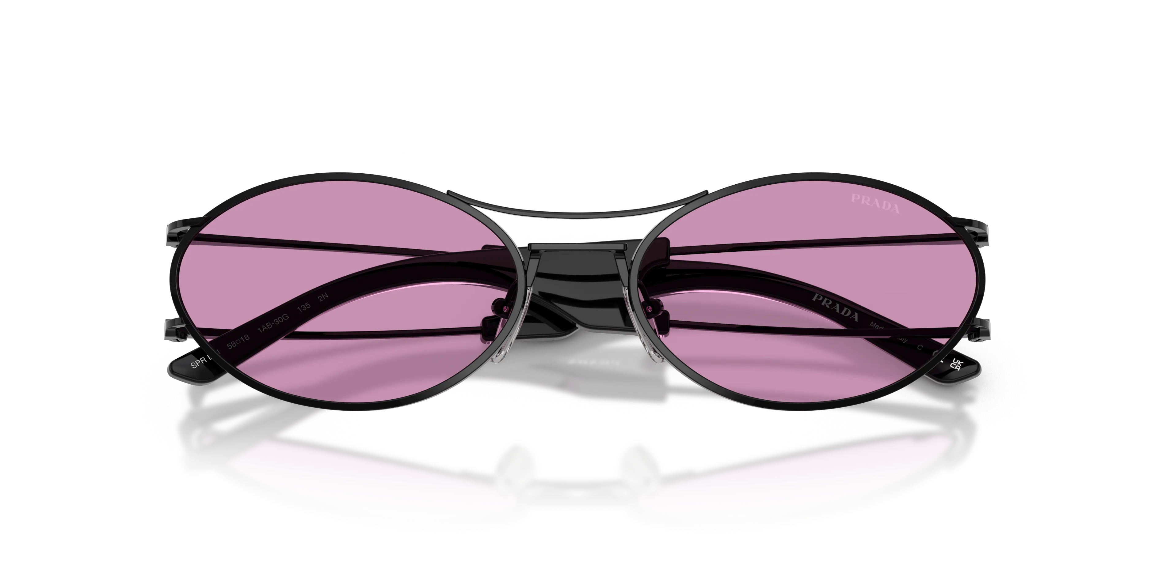 Prada PR D61S 1AB30G Occhiali da sole Metallo Nero Viola Rotonda Normale - immagine 2