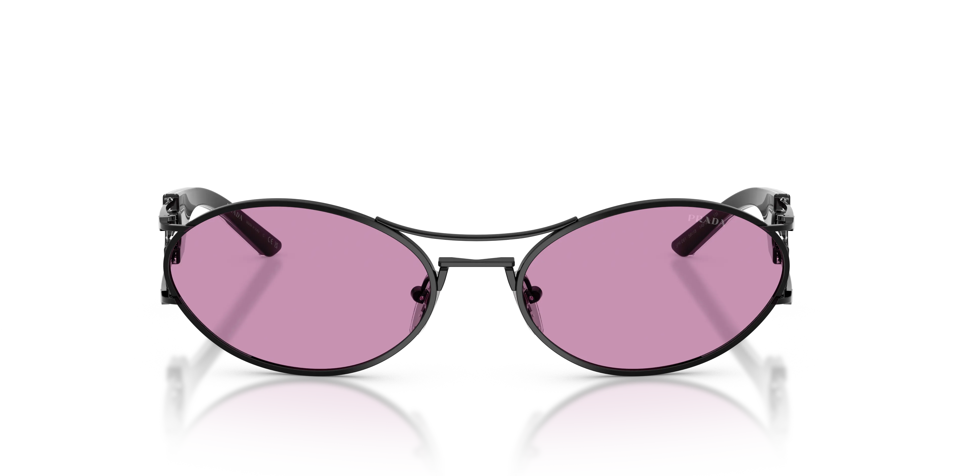 Prada PR D61S 1AB30G Occhiali da sole Metallo Nero Viola Rotonda Normale - immagine 3