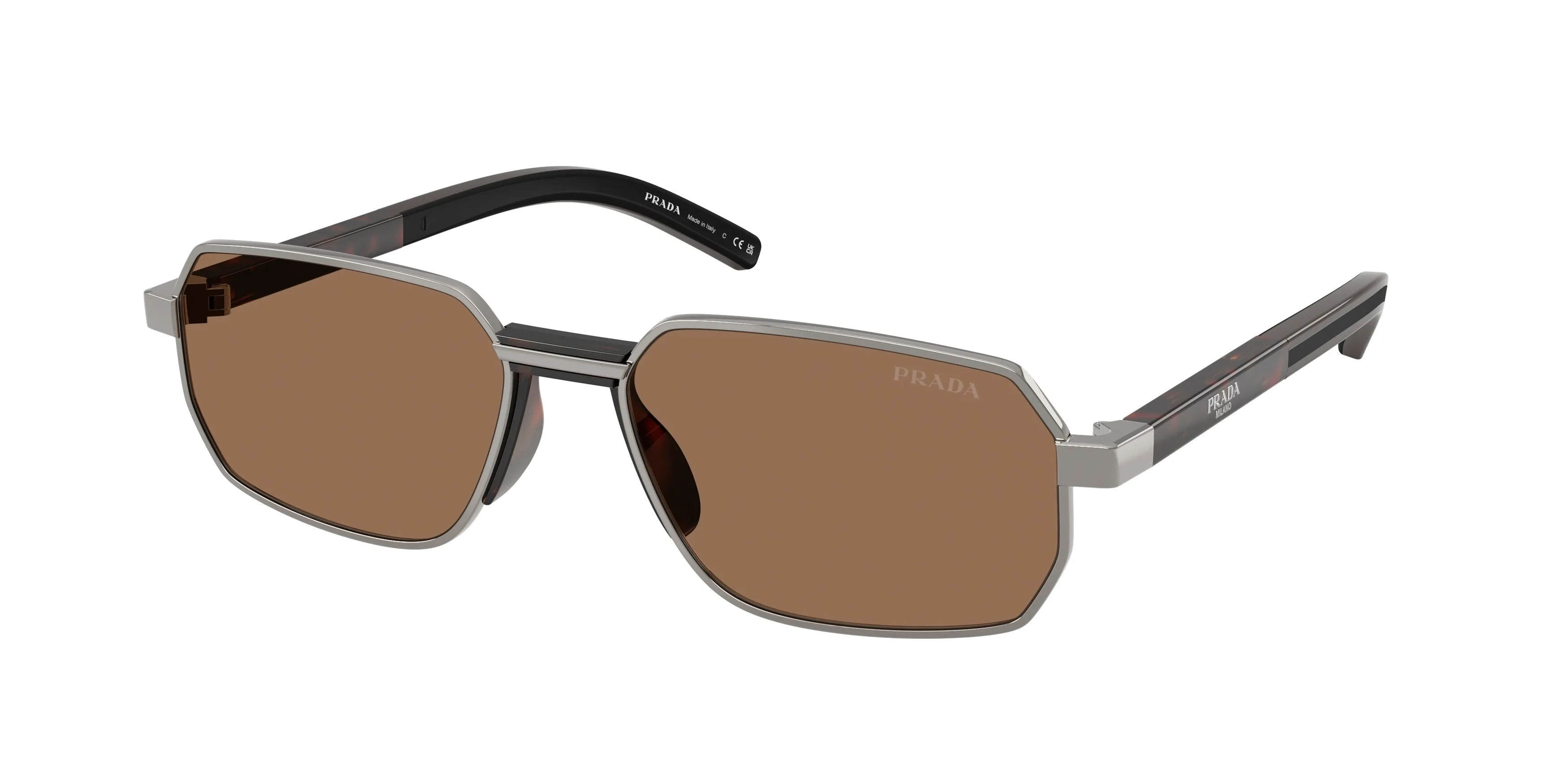 Prada PR D60S 5AV60M Occhiali da sole Metallo Grigio Marrone Squadrata Normale - immagine 1