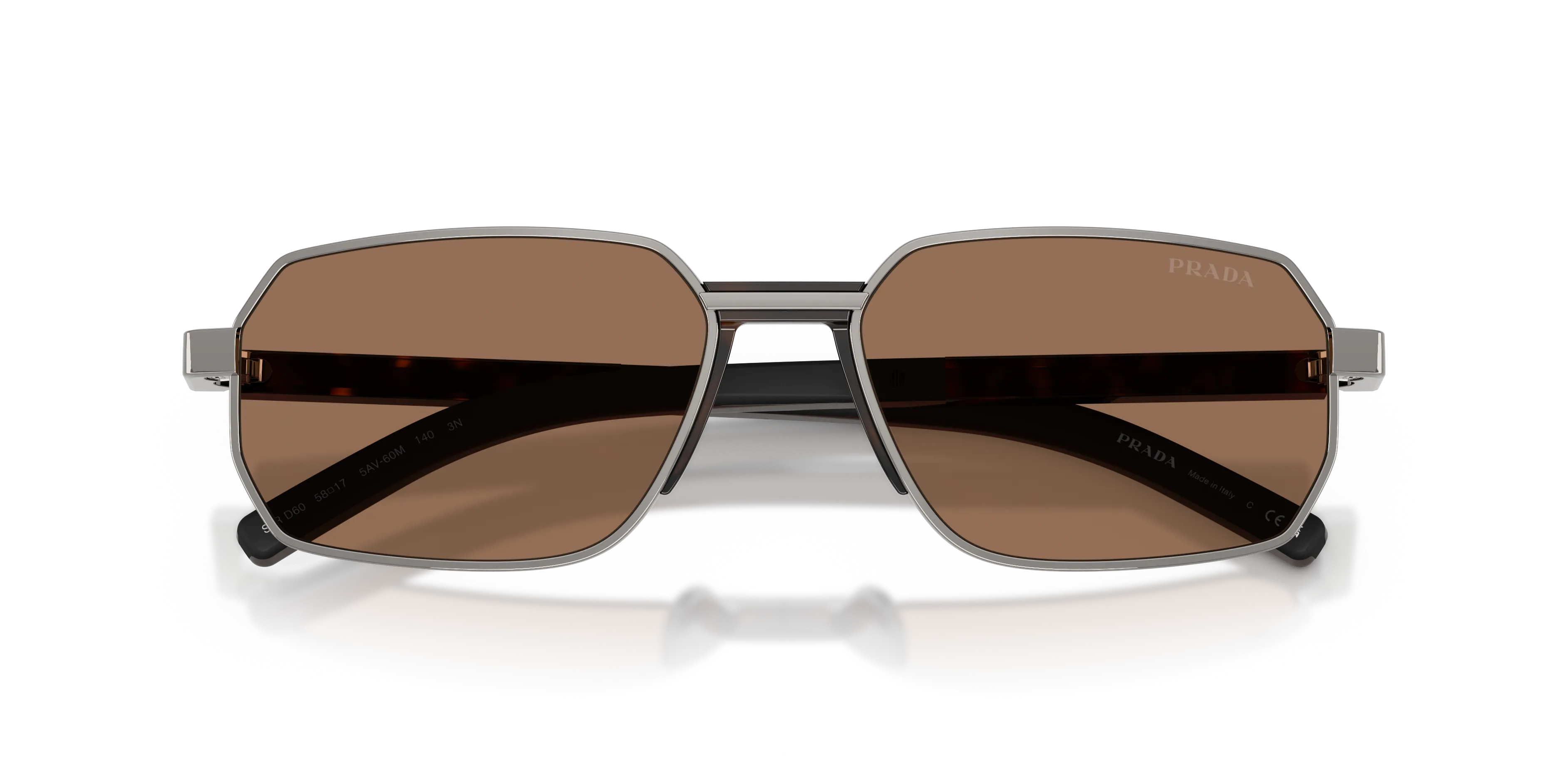 Prada PR D60S 5AV60M Occhiali da sole Metallo Grigio Marrone Squadrata Normale - immagine 2