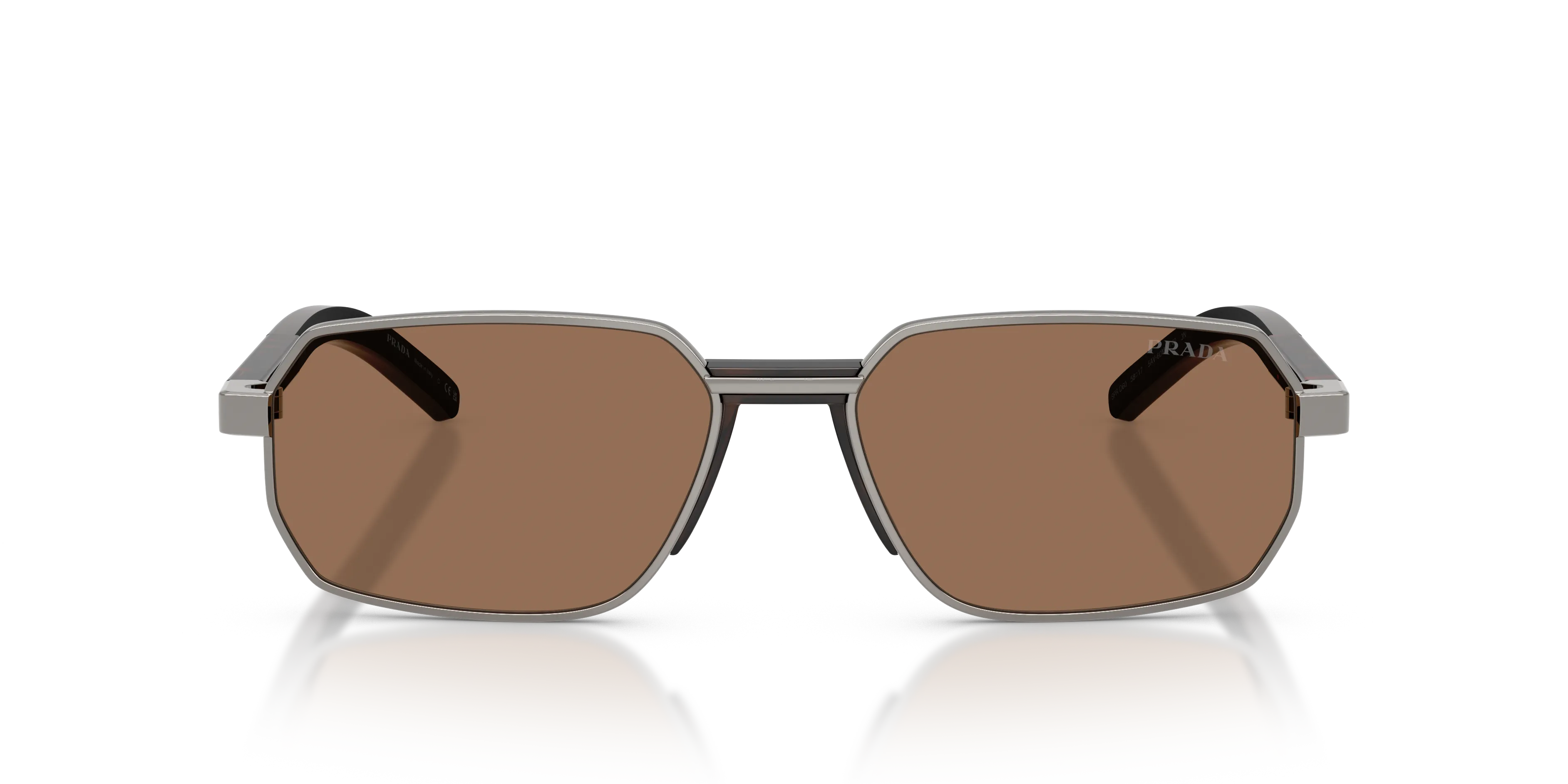 Prada PR D60S 5AV60M Occhiali da sole Metallo Grigio Marrone Squadrata Normale - immagine 3