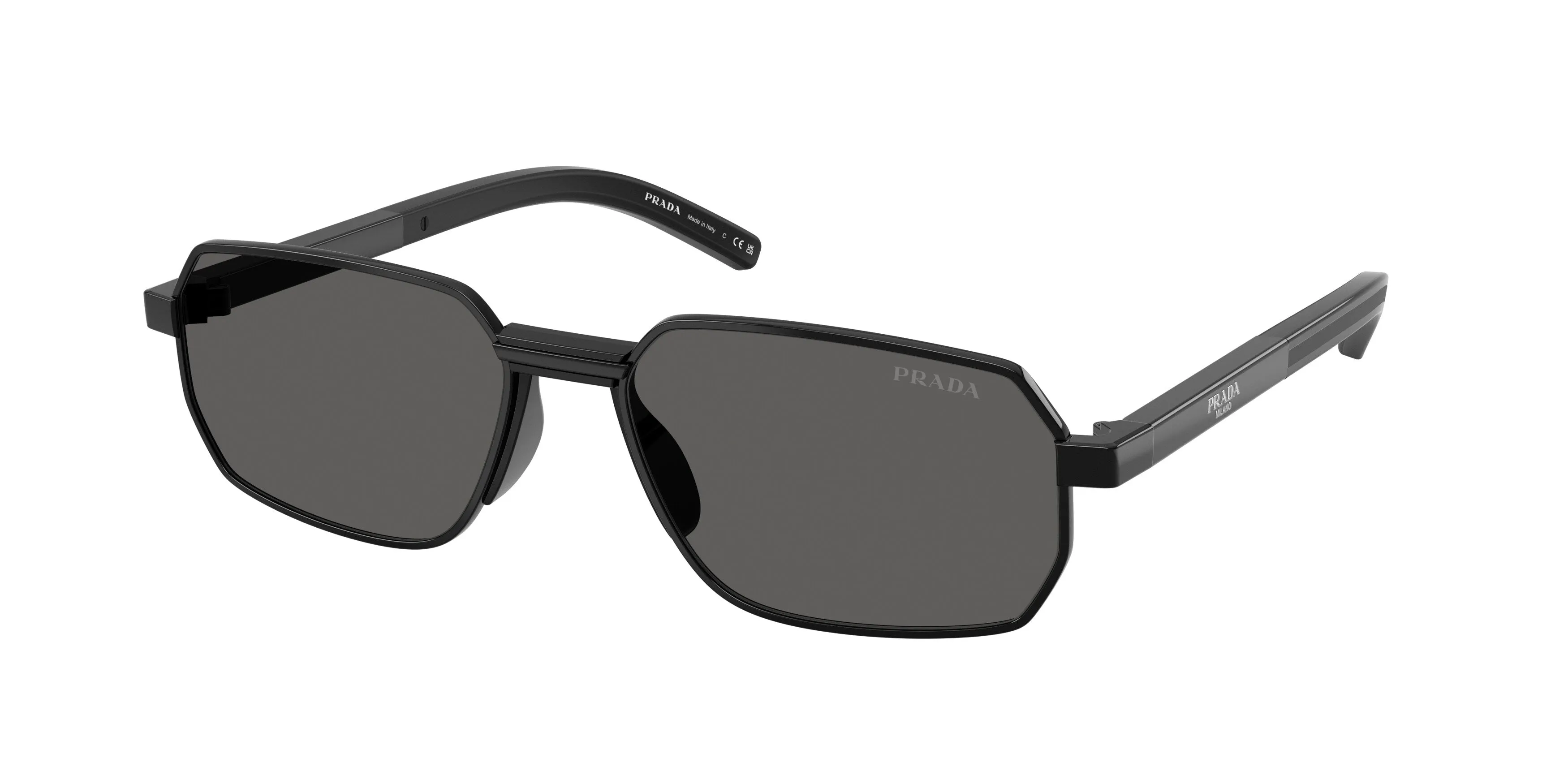 Prada PR D60S 1AB20Z Occhiali da sole Metallo Nero Grigio Squadrata Normale - immagine 1