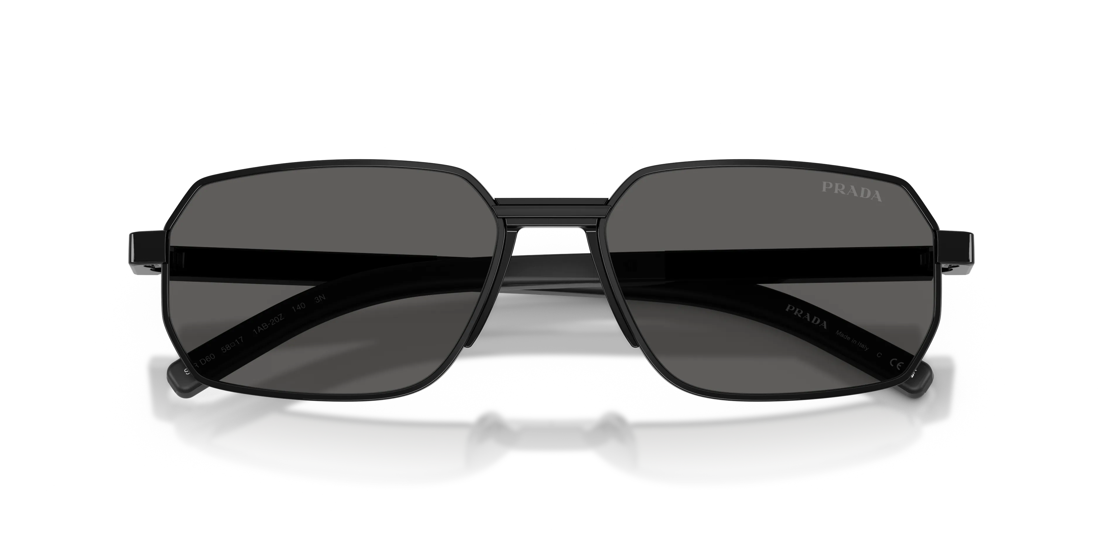 Prada PR D60S 1AB20Z Occhiali da sole Metallo Nero Grigio Squadrata Normale - immagine 2