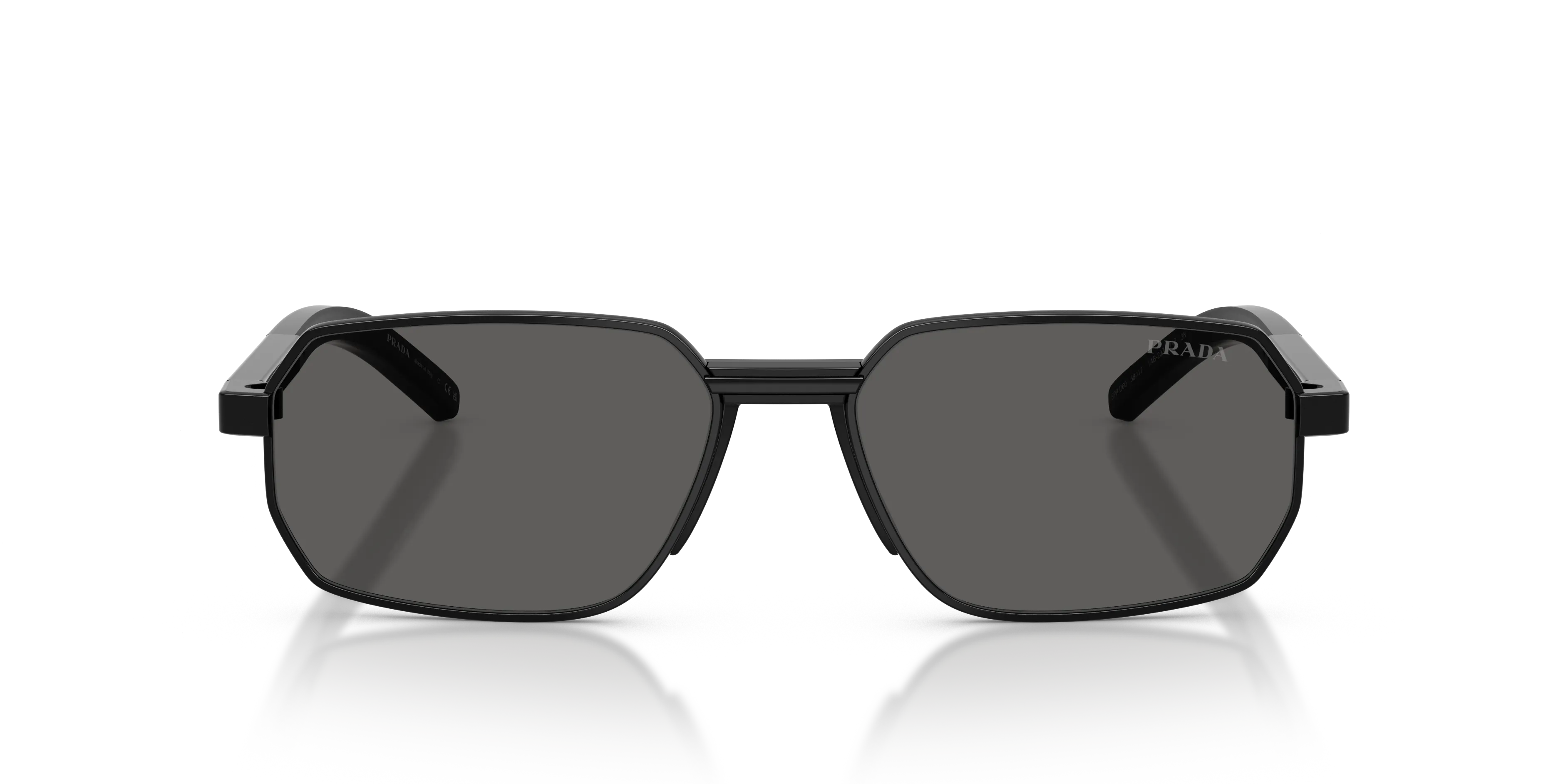 Prada PR D60S 1AB20Z Occhiali da sole Metallo Nero Grigio Squadrata Normale - immagine 3