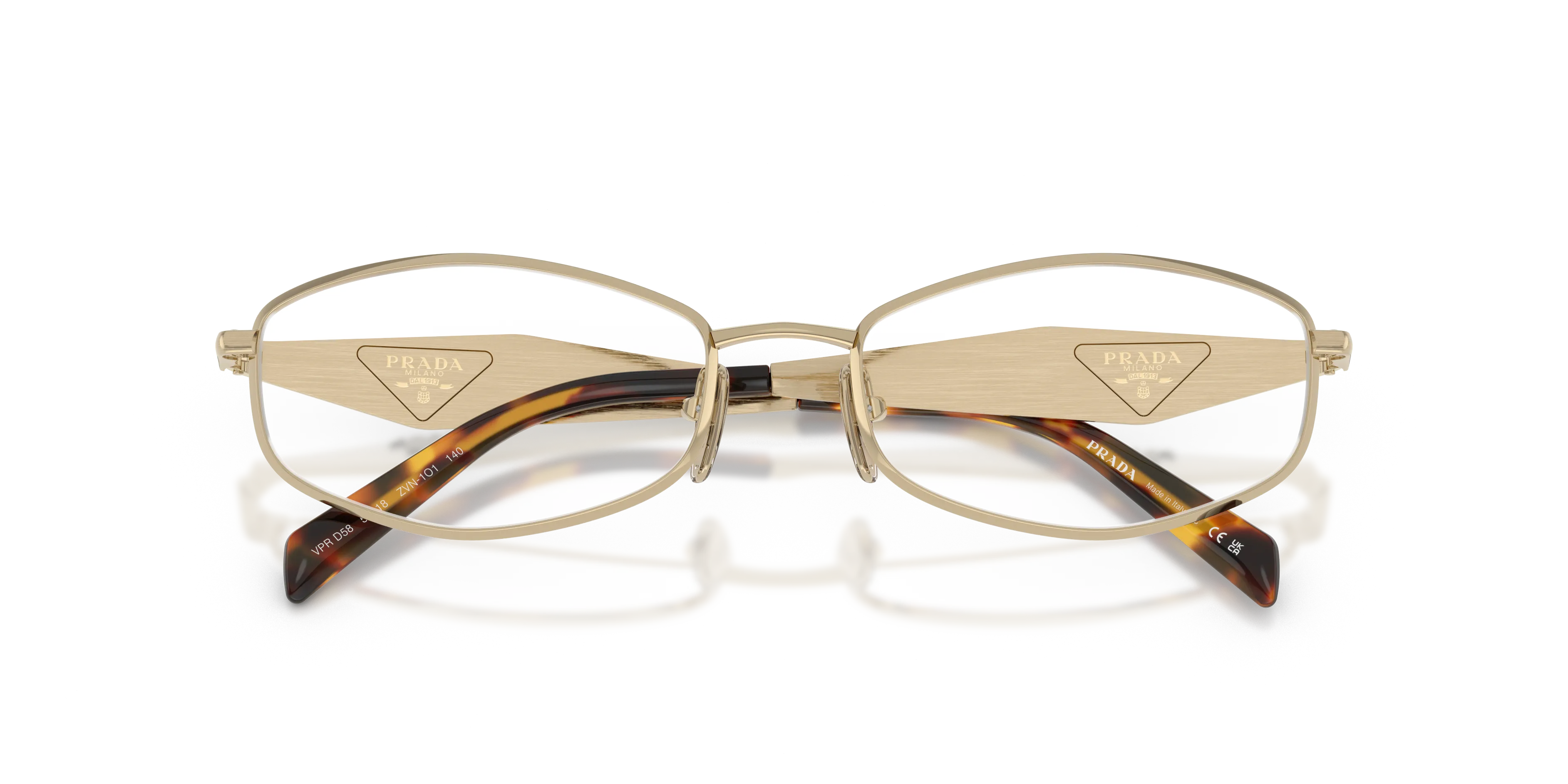 Prada PR D58V ZVN1O1 Montature da vista Metallo Oro Trasparente Rotonda Normale - immagine 2