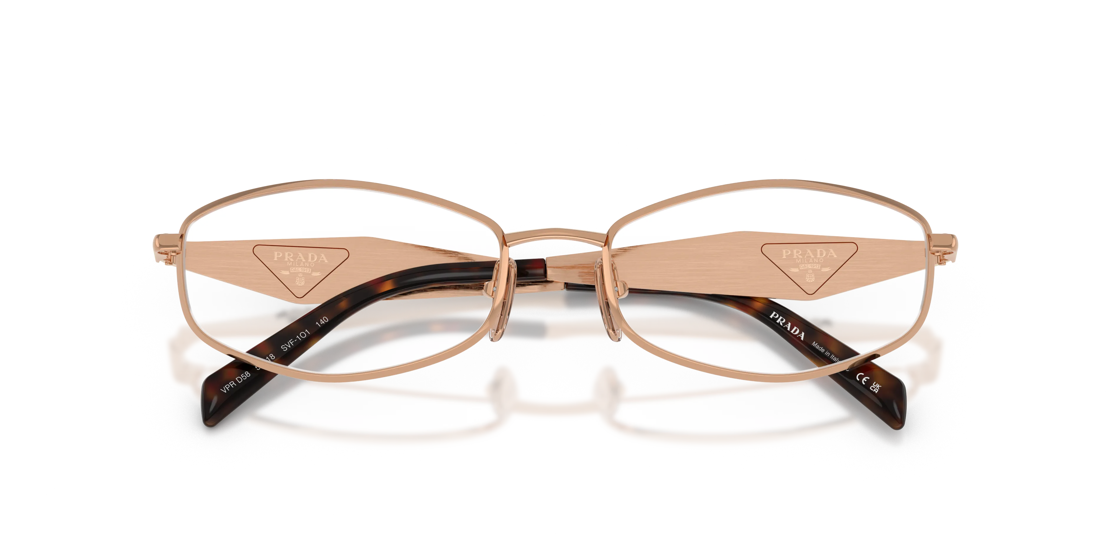 Prada PR D58V SVF1O1 Montature da vista Metallo Oro Trasparente Rotonda Normale - immagine 2