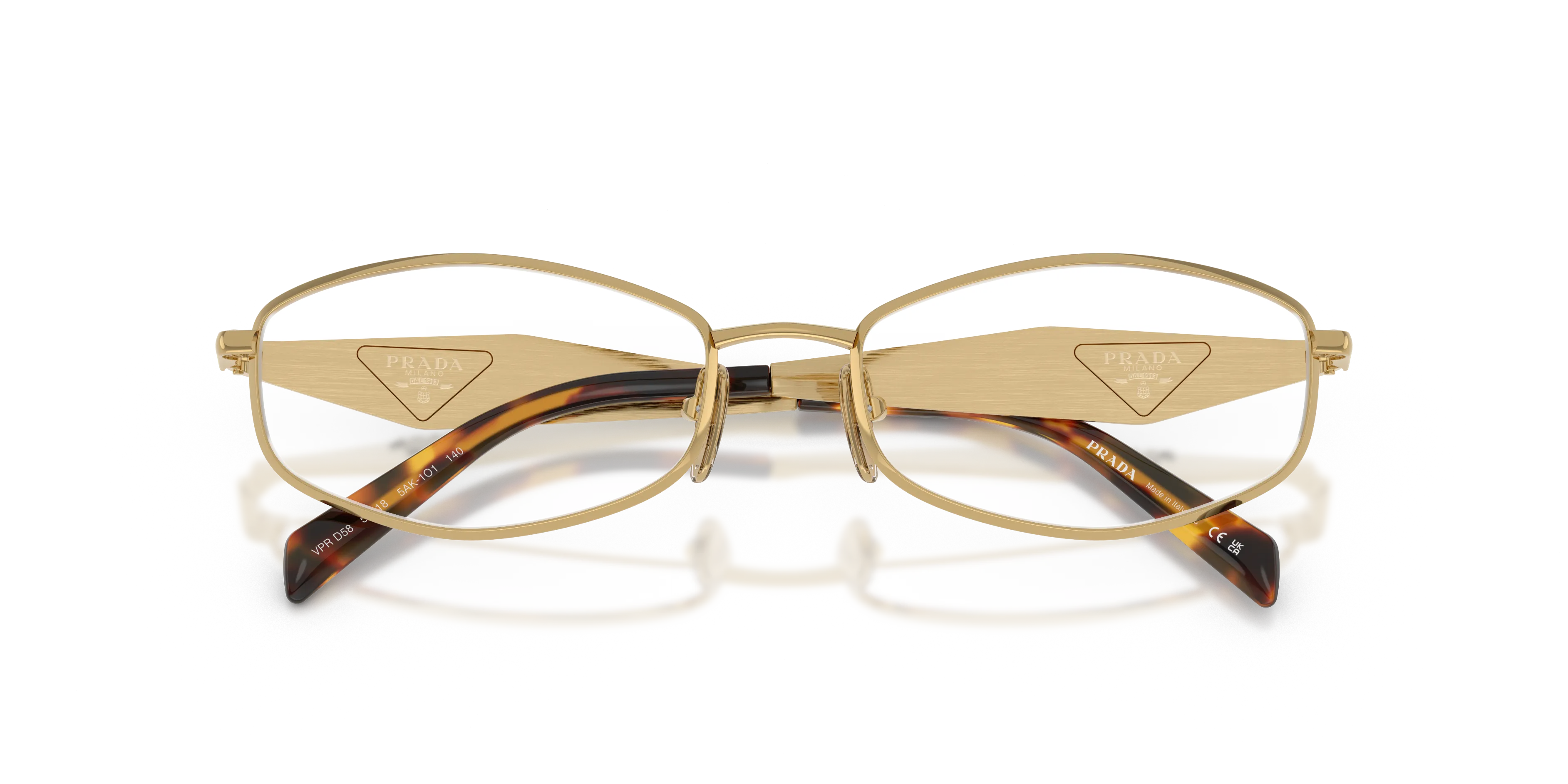 Prada PR D58V 5AK1O1 Montature da vista Metallo Oro Trasparente Rotonda Normale - immagine 2
