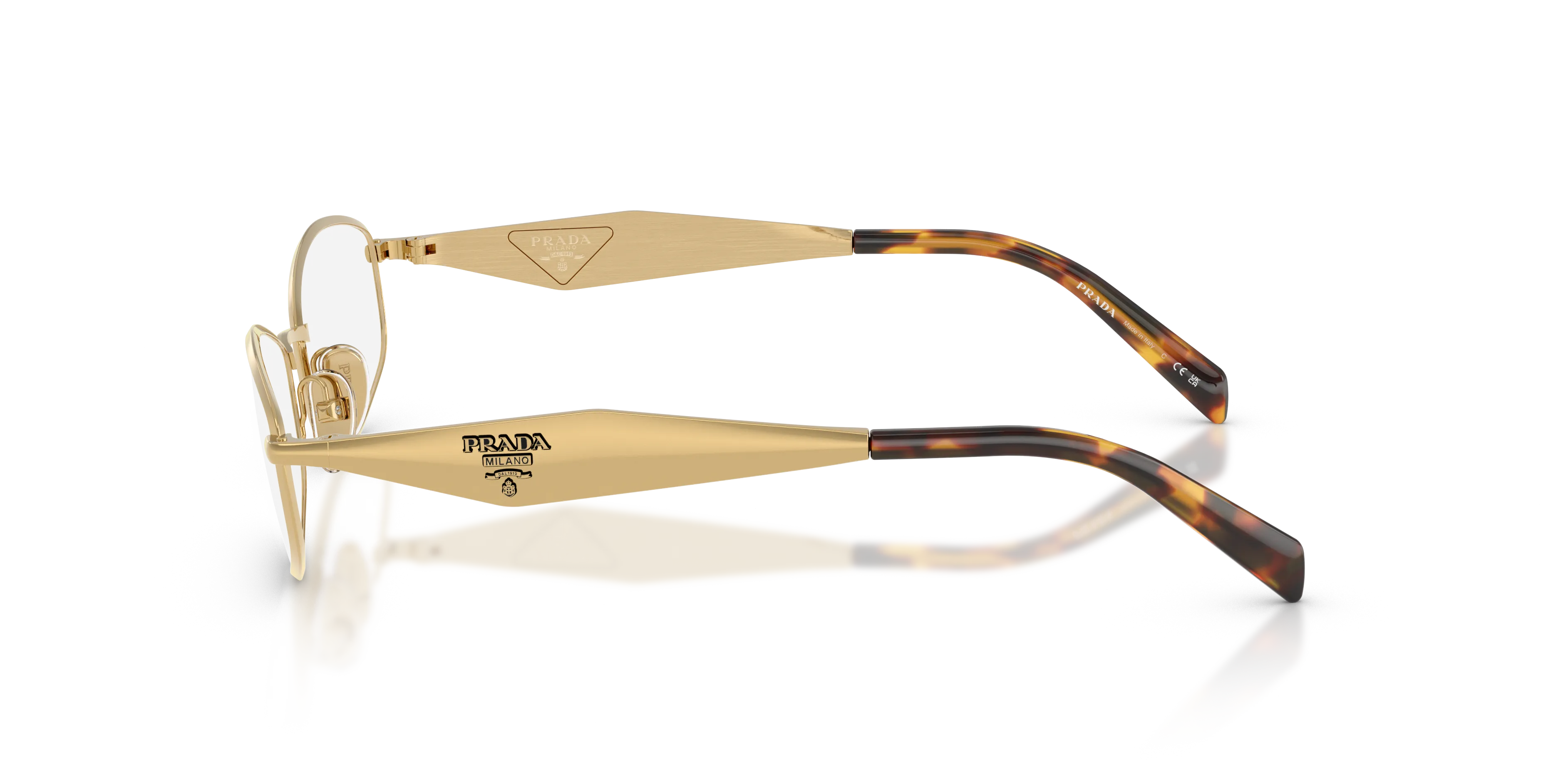 Prada PR D58V 5AK1O1 Montature da vista Metallo Oro Trasparente Rotonda Normale - immagine 4