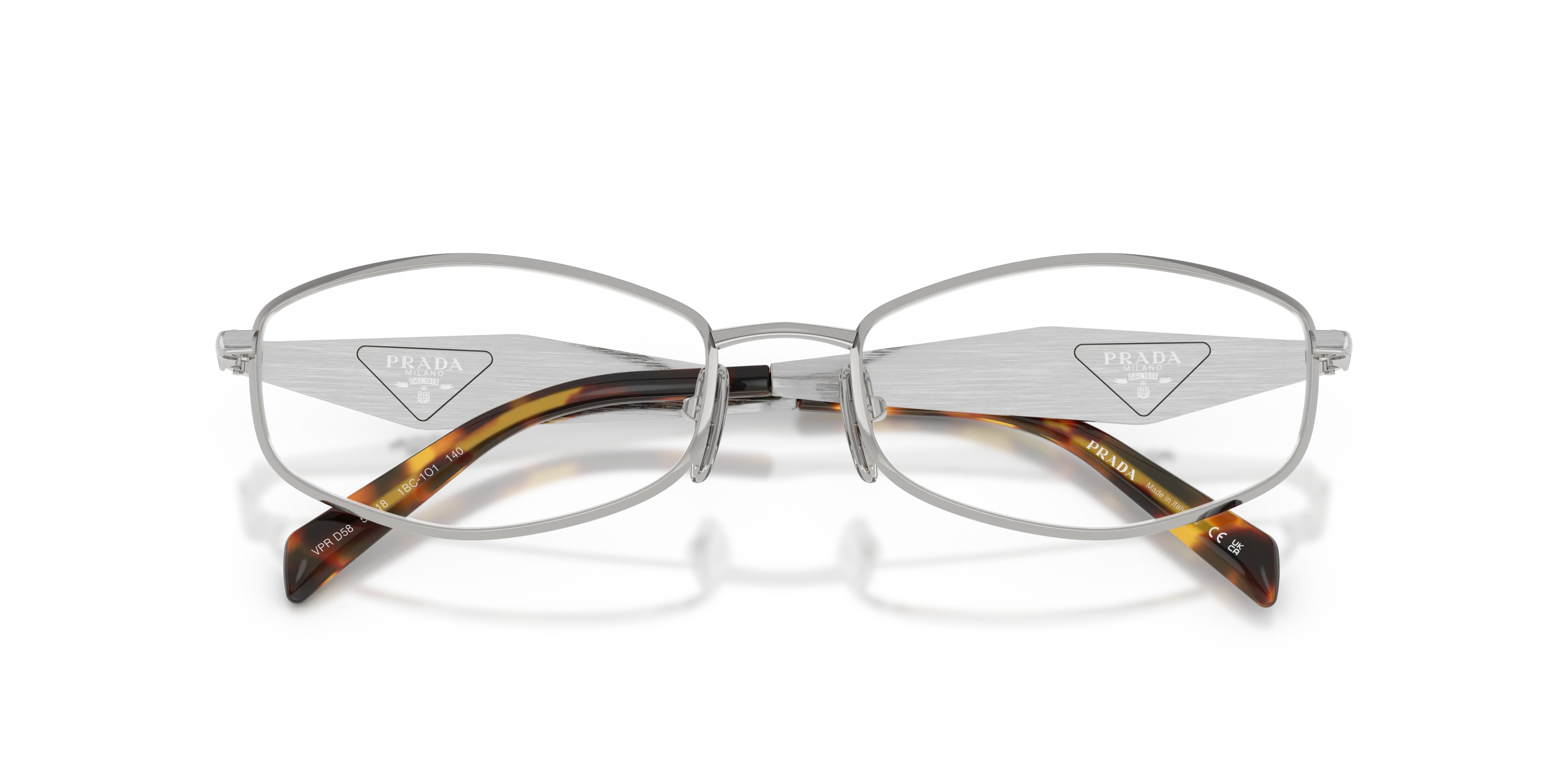 Prada PR D58V 1BC1O1 Montature da vista Metallo Argento Trasparente Rotonda Normale - immagine 2