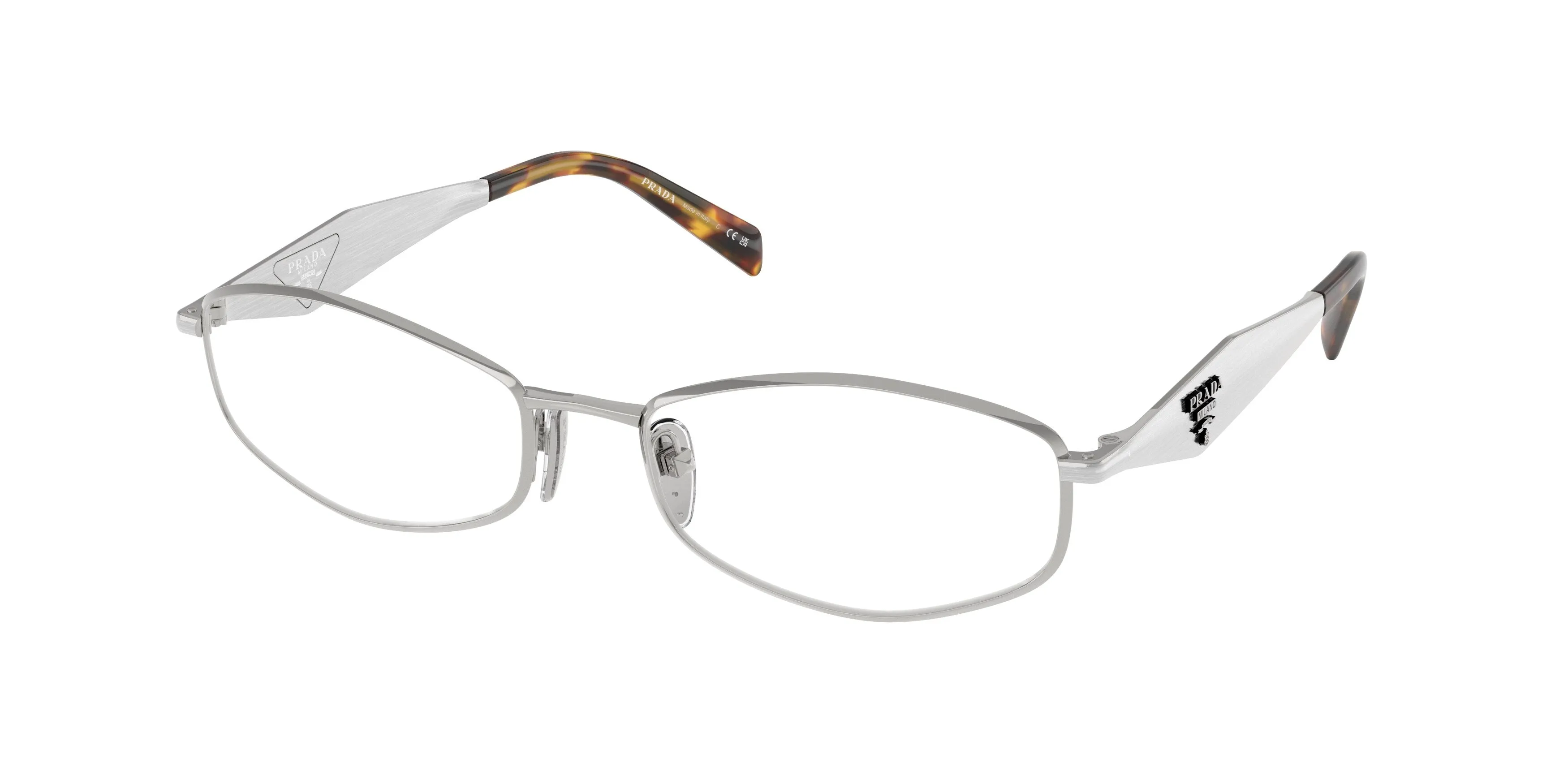 Prada PR D58V 1BC1O1 Montature da vista Metallo Argento Trasparente Rotonda Normale - immagine 1