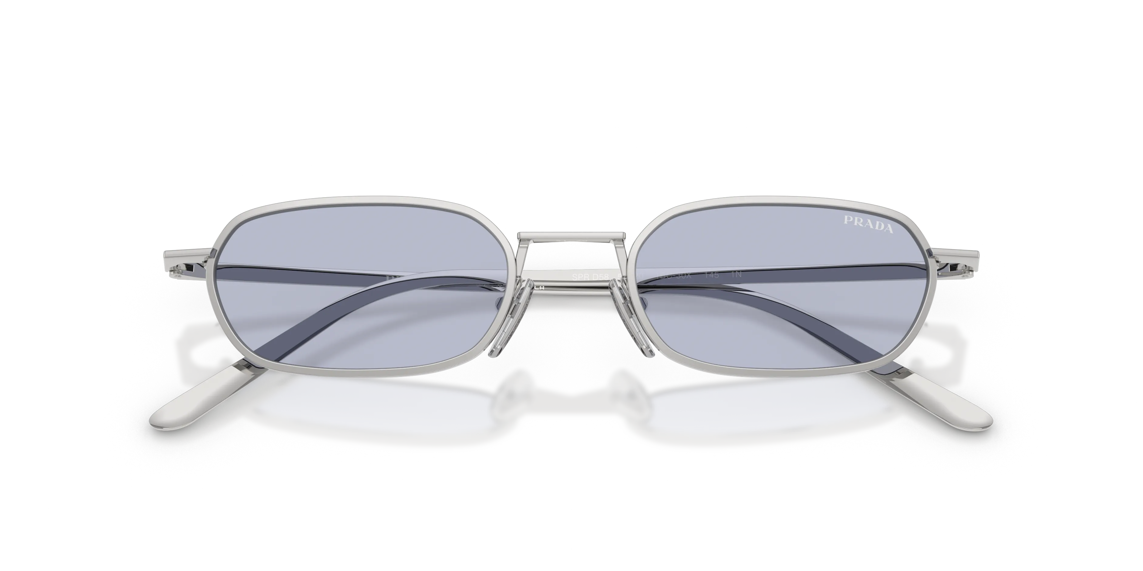 Prada PR D58S 1BC30X Occhiali da sole Metallo Argento Blu Rotonda Normale - immagine 2