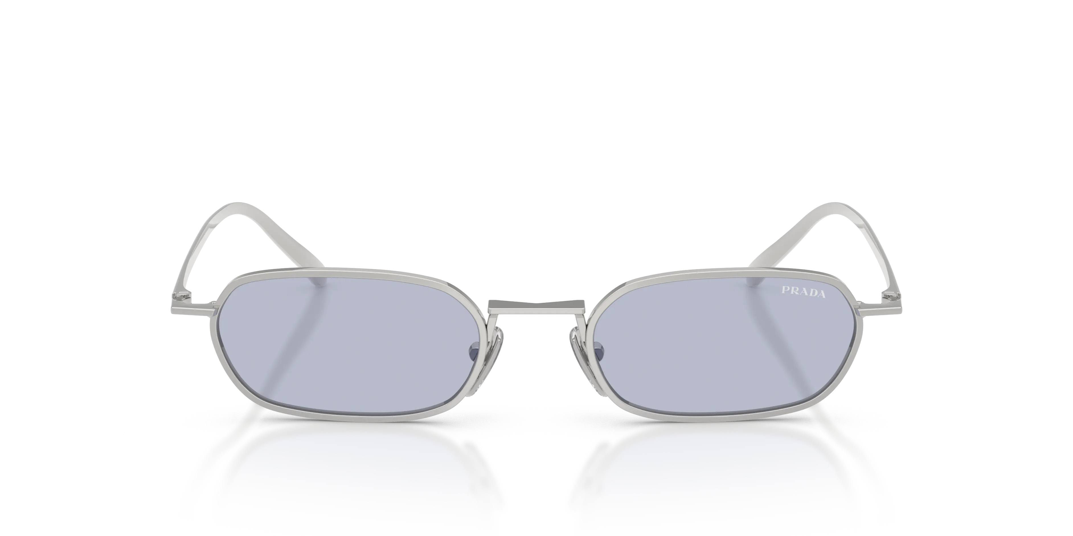 Prada PR D58S 1BC30X Occhiali da sole Metallo Argento Blu Rotonda Normale - immagine 3