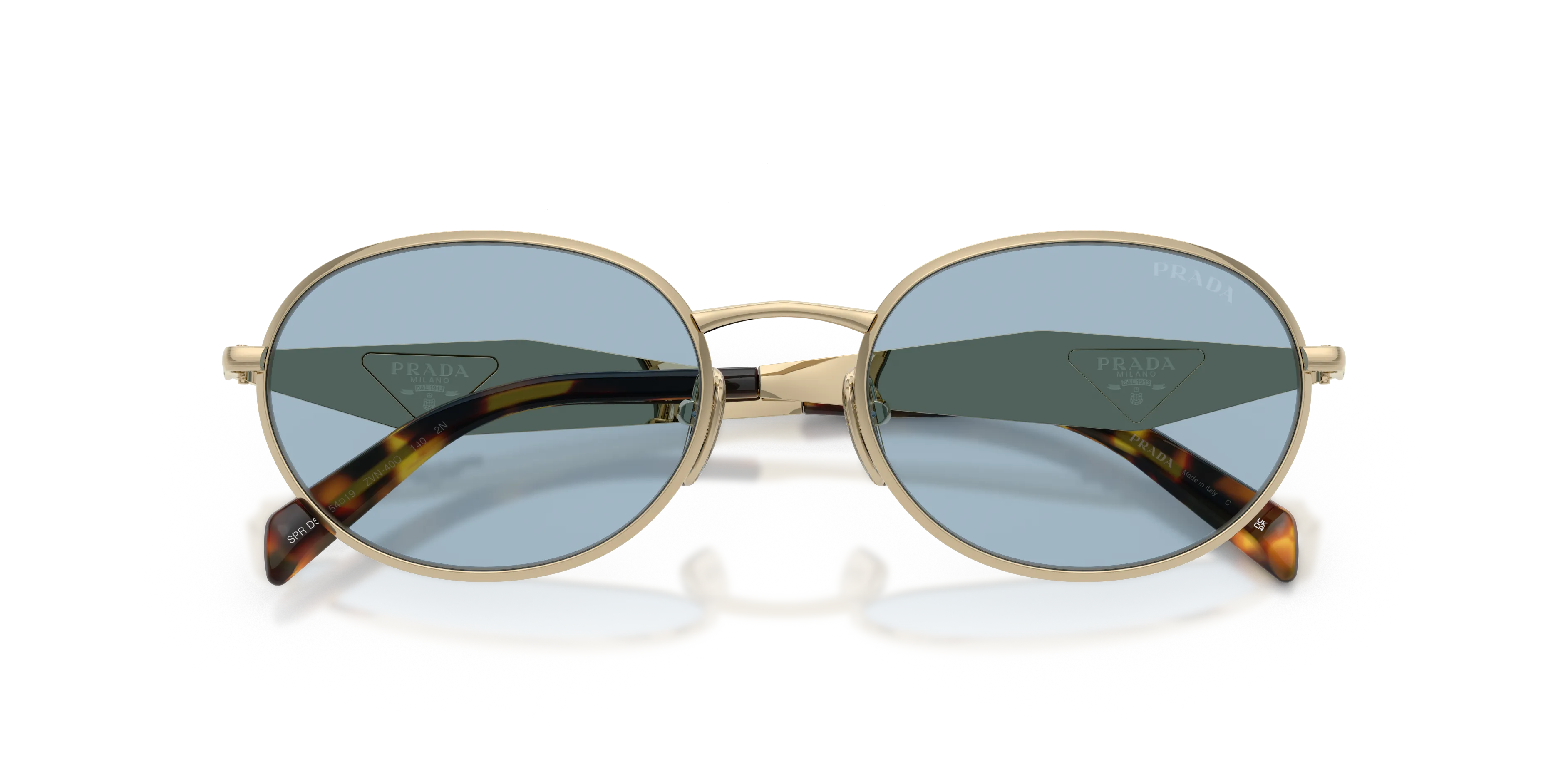 Prada PR D57S ZVN40Q Occhiali da sole Metallo Oro Blu Rotonda Normale - immagine 2