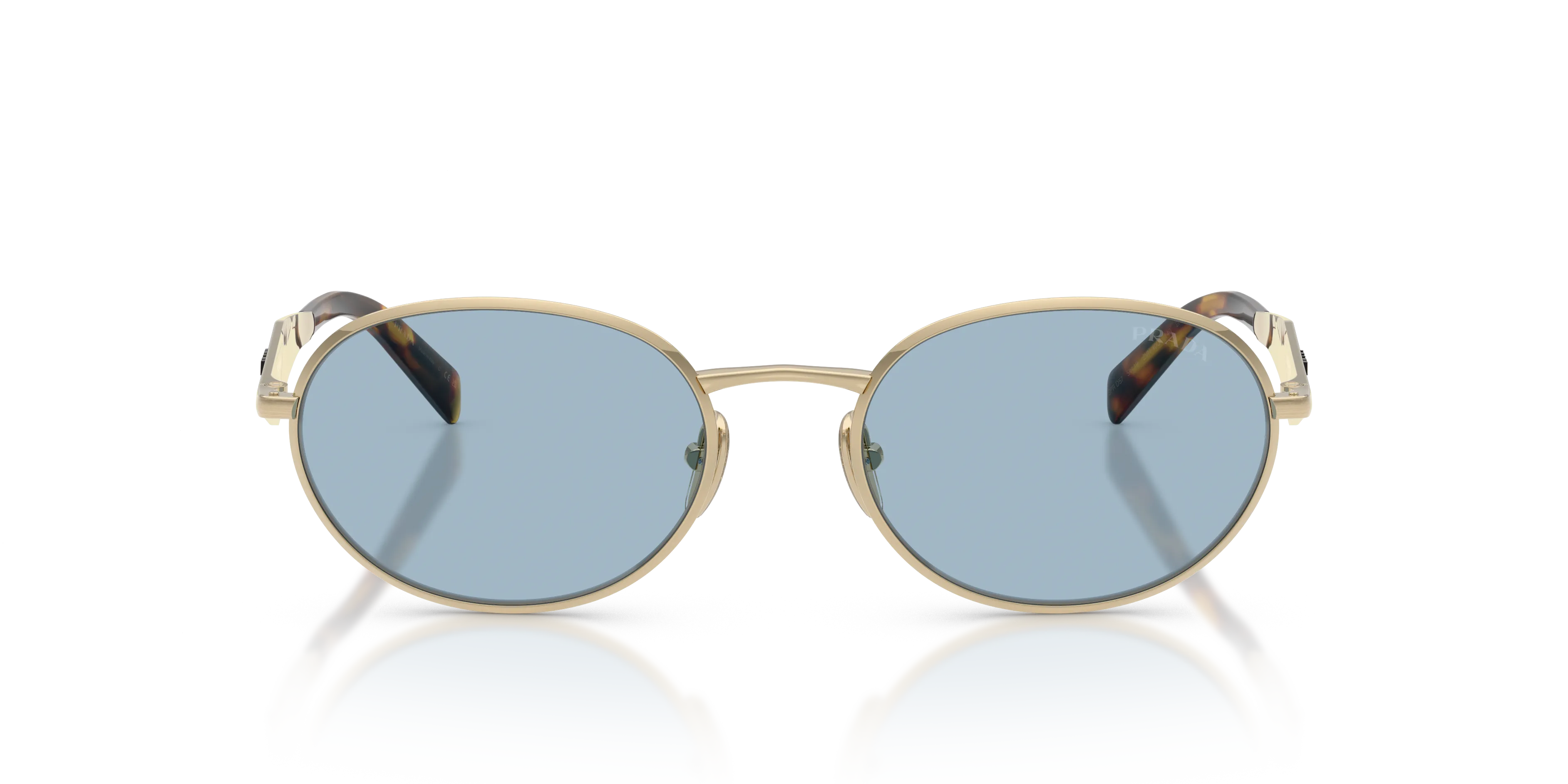 Prada PR D57S ZVN40Q Occhiali da sole Metallo Oro Blu Rotonda Normale - immagine 3