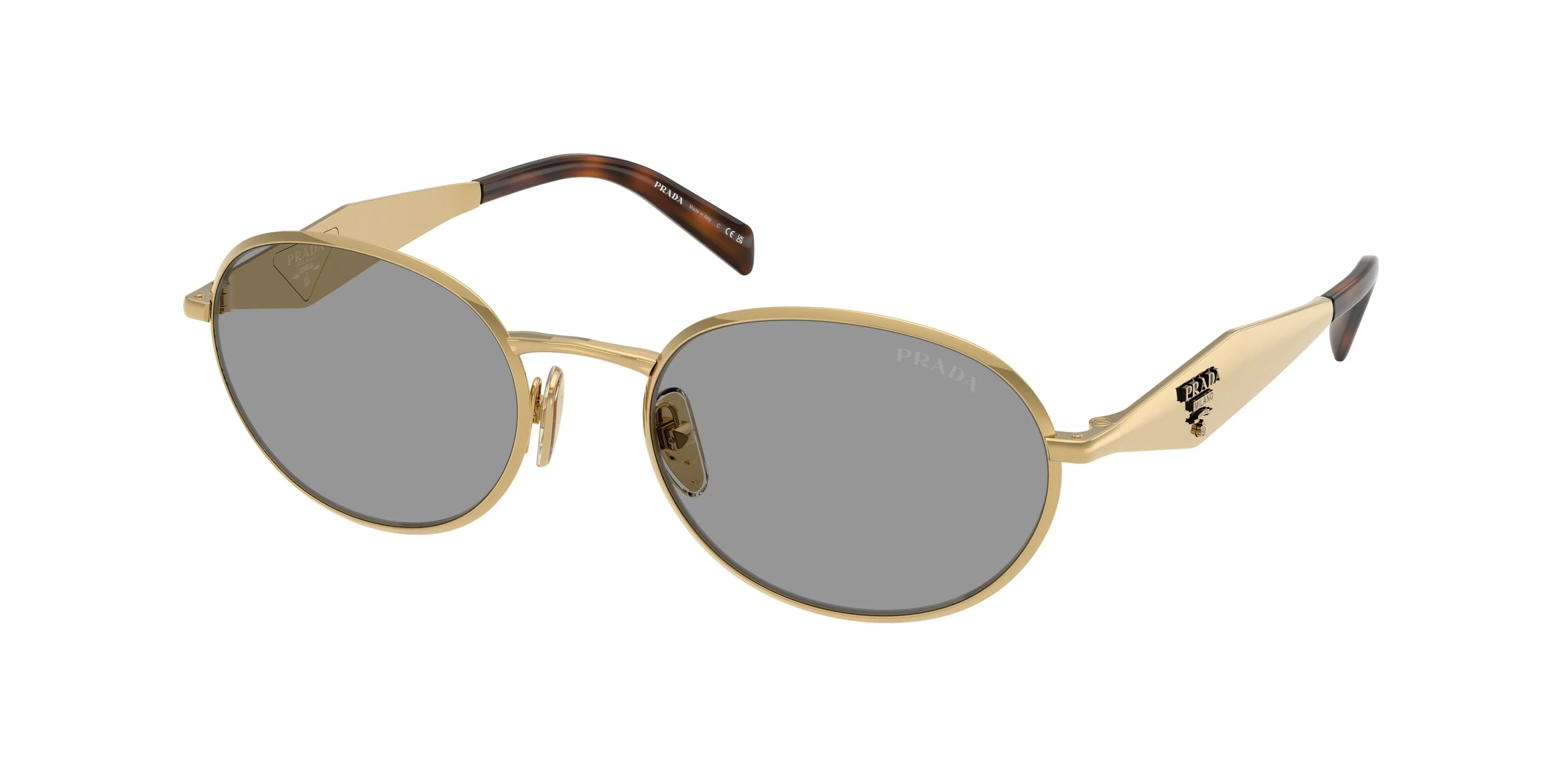 Prada PR D57S 5AK50Q Occhiali da sole Metallo Oro Grigio Rotonda Normale - immagine 1
