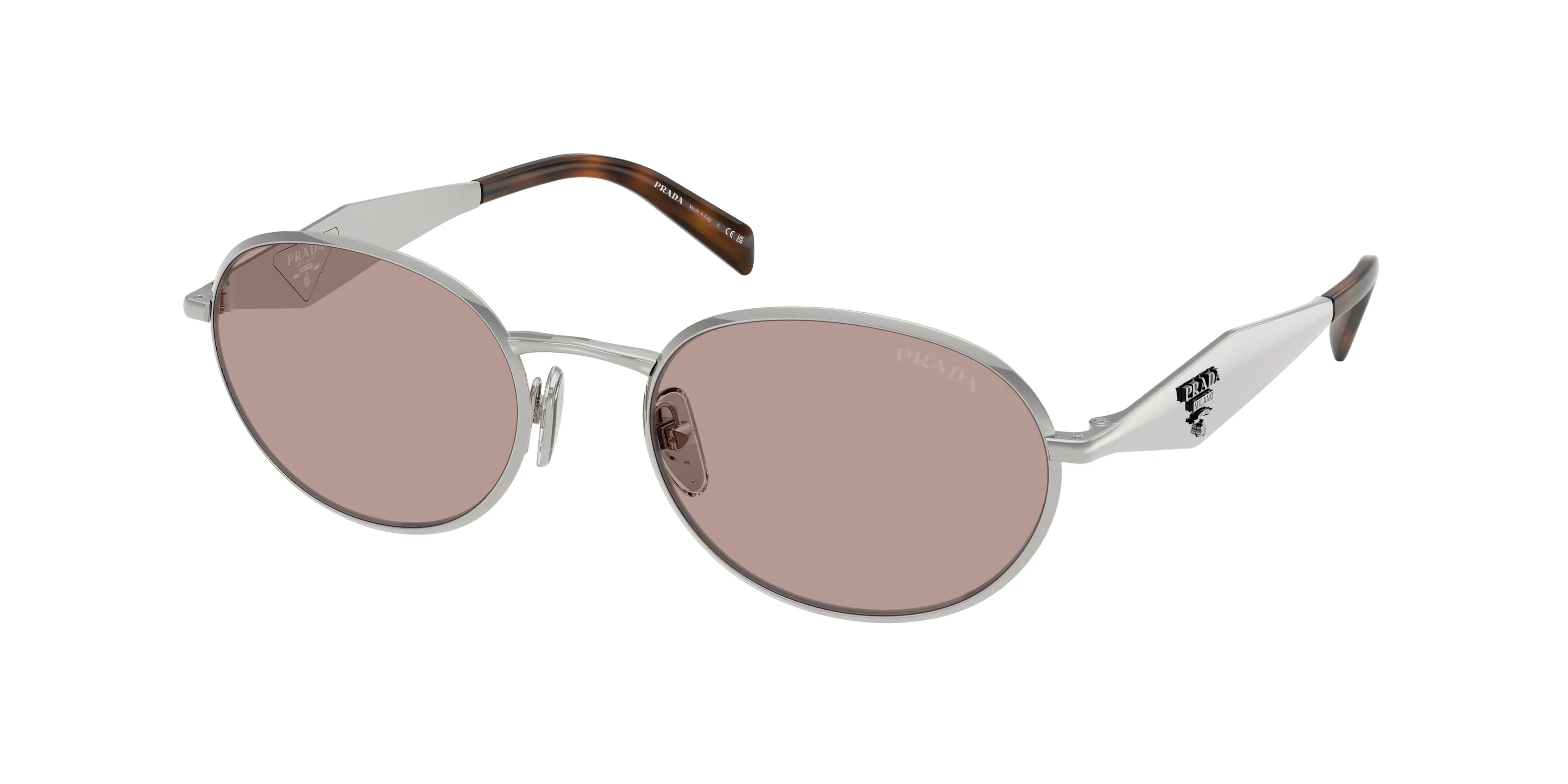 Prada PR D57S 1BC20I Occhiali da sole Metallo Argento Marrone Rotonda Normale - immagine 1