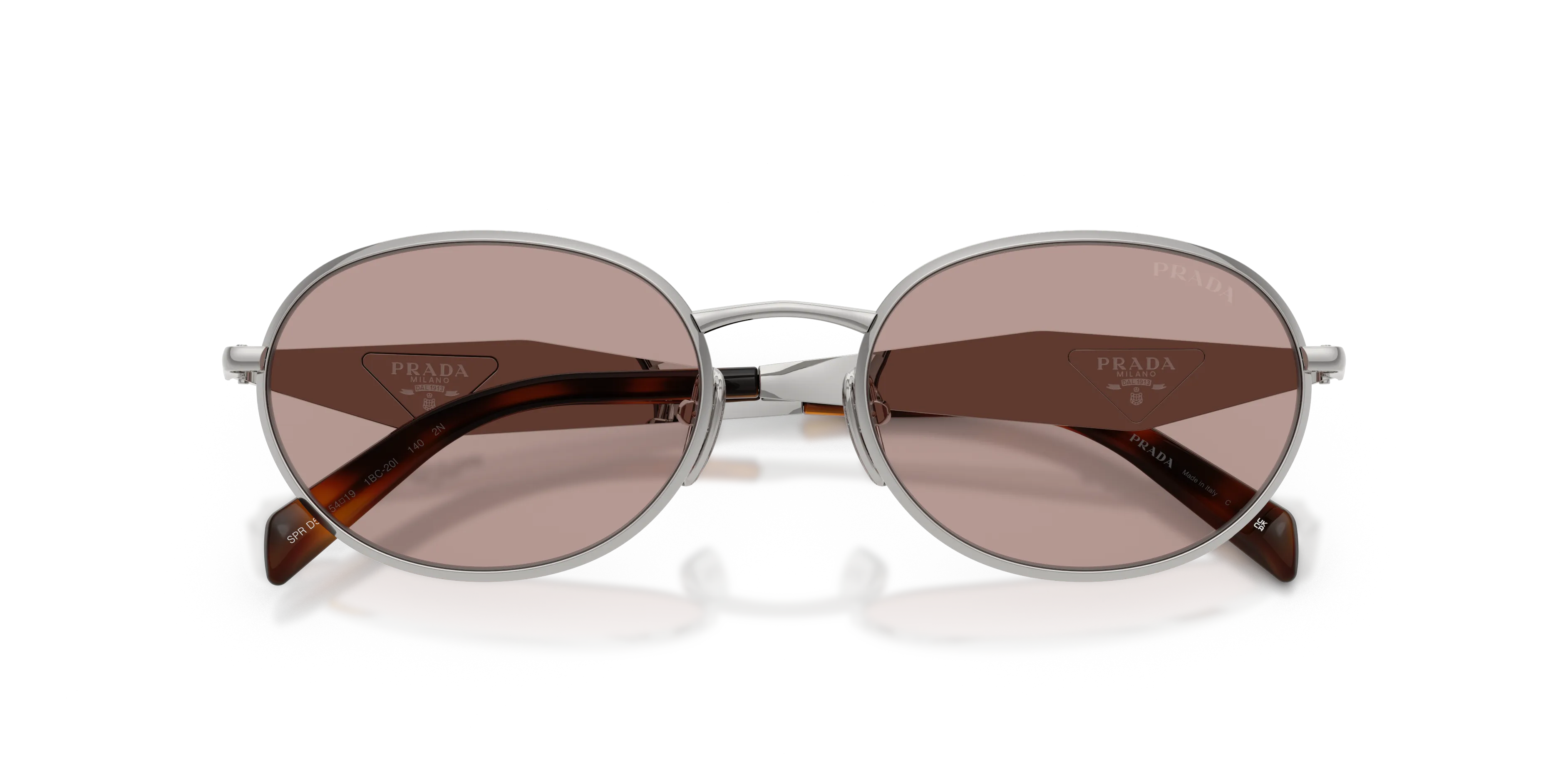 Prada PR D57S 1BC20I Occhiali da sole Metallo Argento Marrone Rotonda Normale - immagine 2