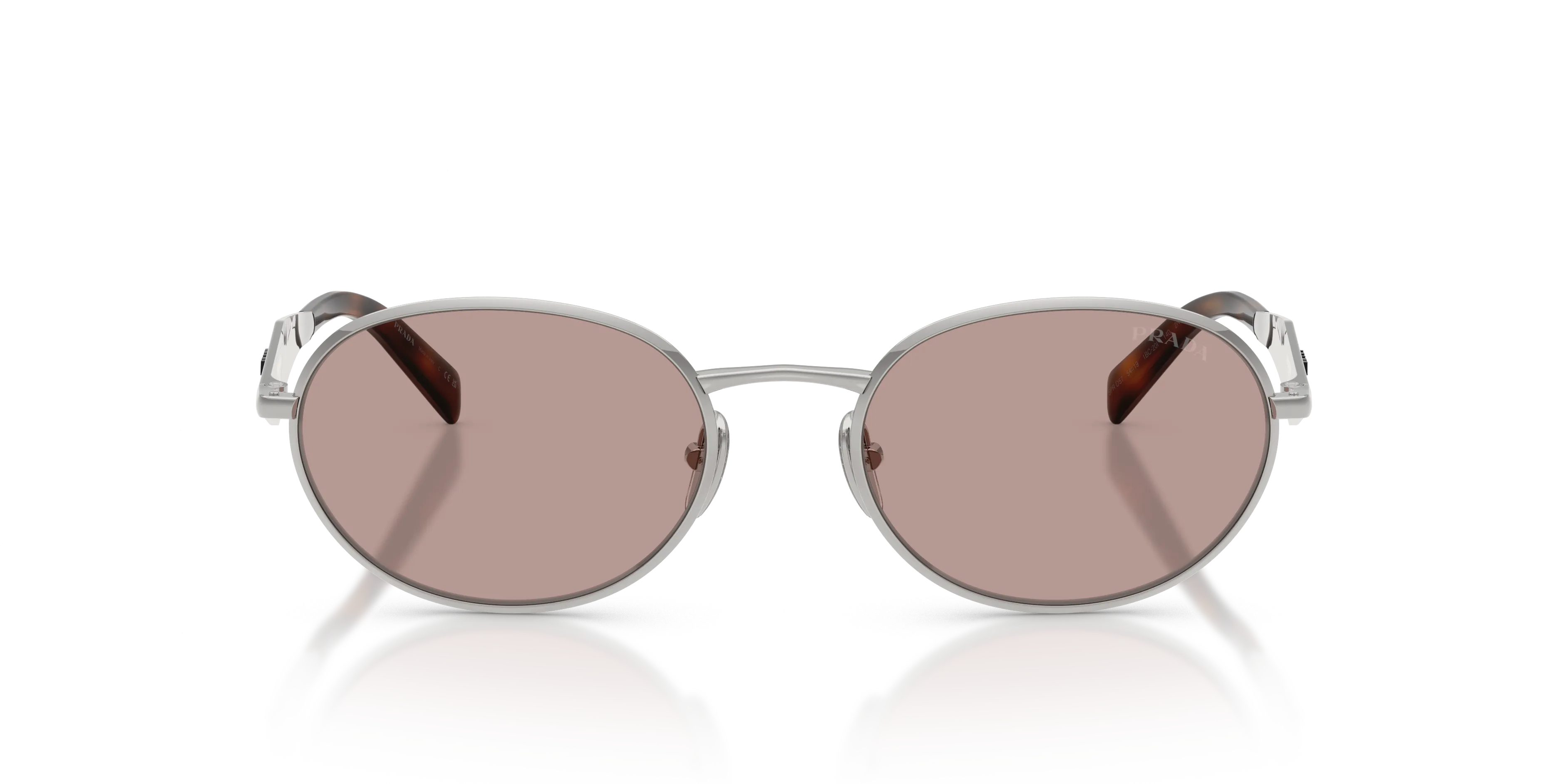 Prada PR D57S 1BC20I Occhiali da sole Metallo Argento Marrone Rotonda Normale - immagine 3