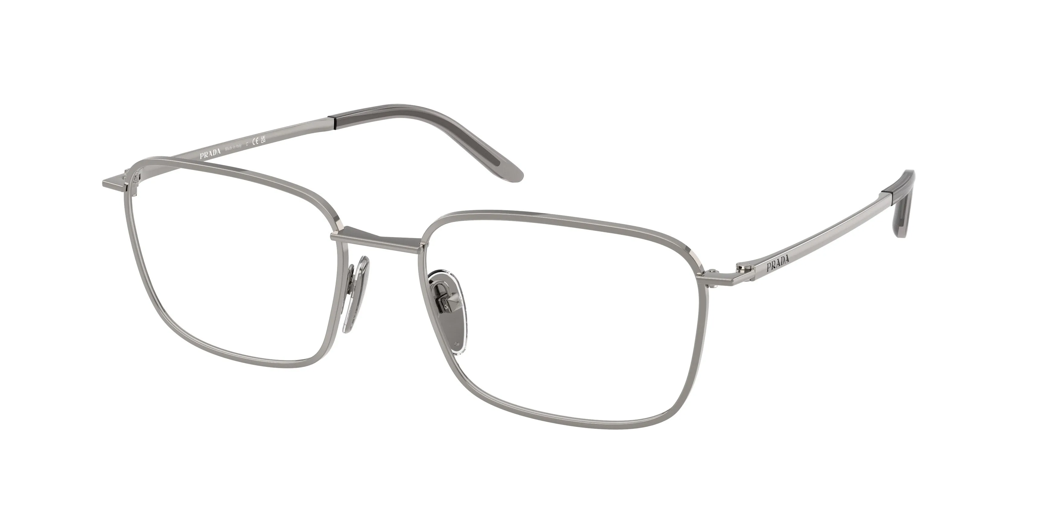 Prada PR D55V 5AV1O1 Montature da vista Metallo Grigio Trasparente Squadrata Normale - immagine 1