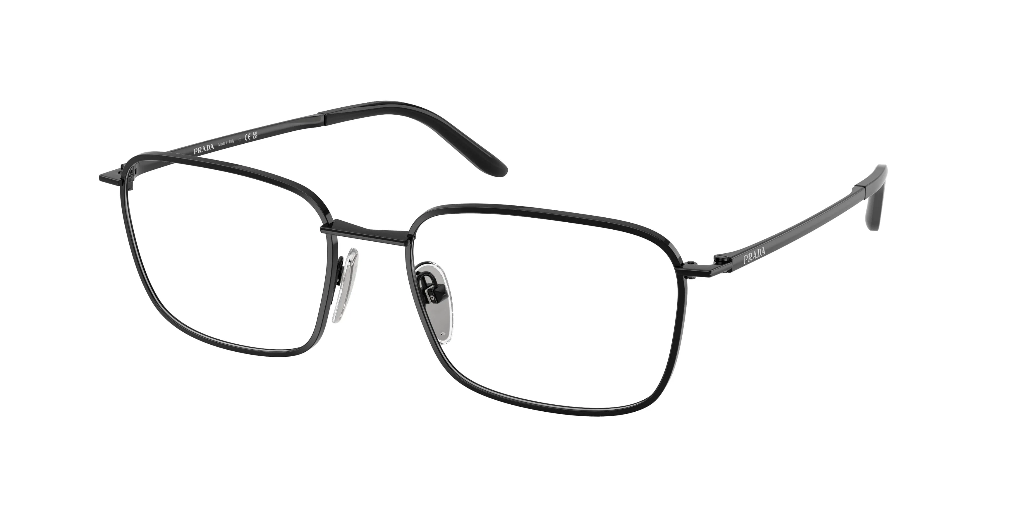 Prada PR D55V 1AB1O1 Montature da vista Metallo Nero Trasparente Squadrata Normale - immagine 1