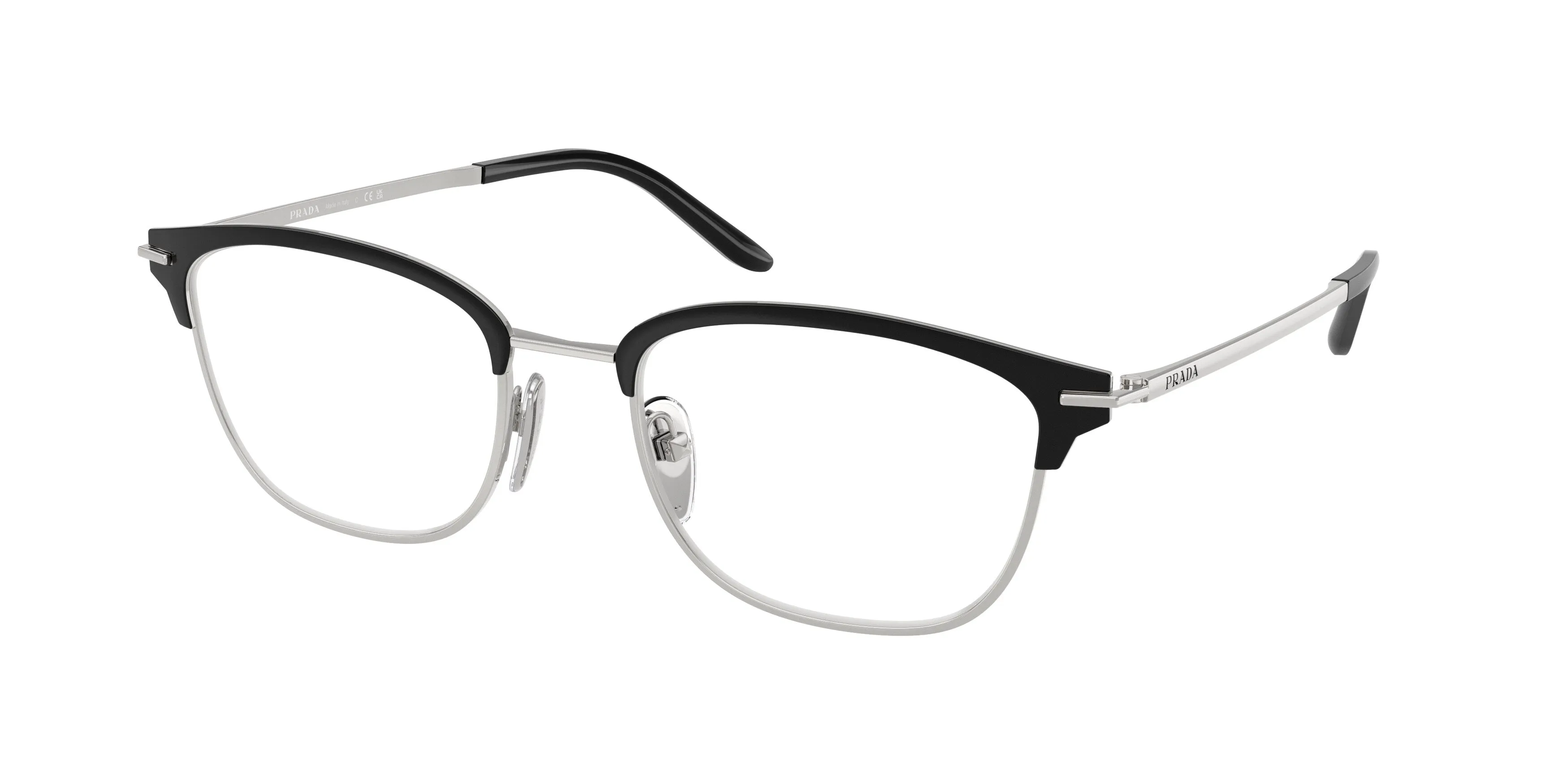 Prada PR D54V TZM1O1 Montature da vista Metallo Nero Trasparente Squadrata Normale - immagine 1