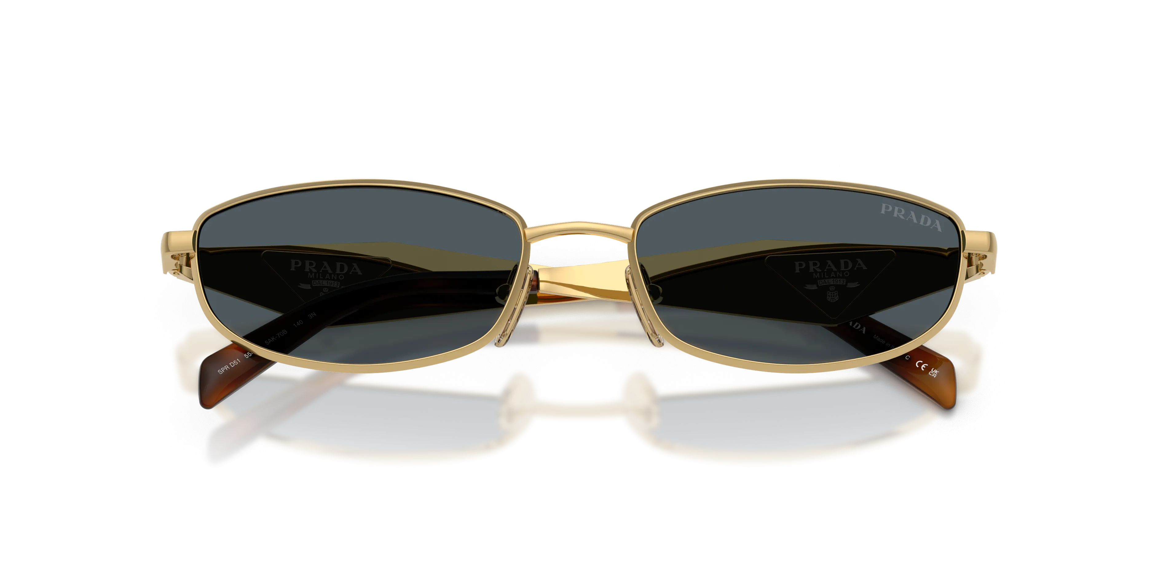 Prada PR D51S 5AK70B Occhiali da sole Metallo Oro Grigio Rotonda Normale - immagine 2