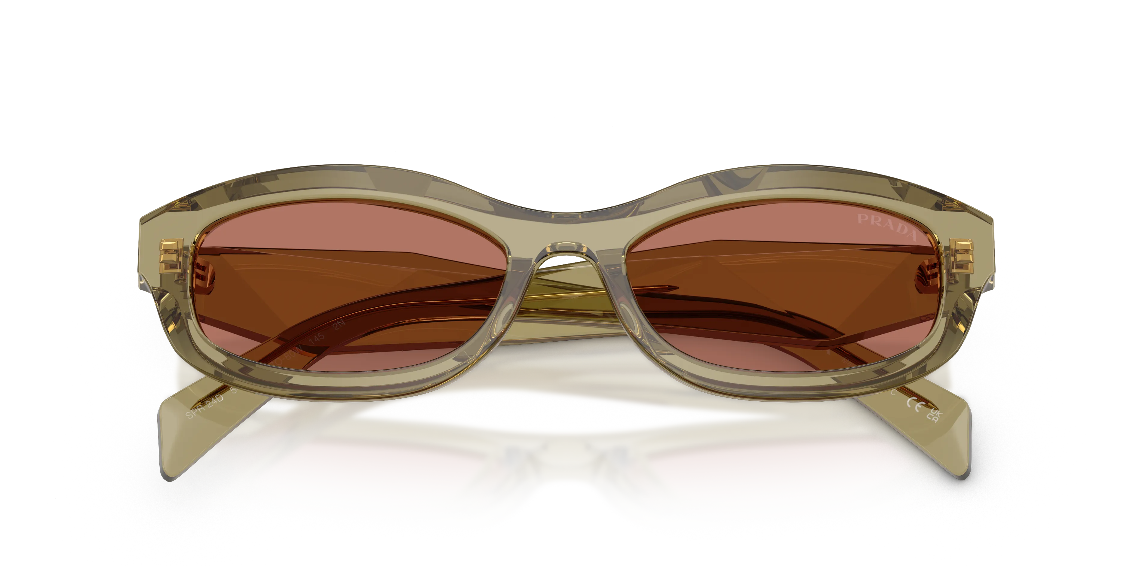Prada PR D24S 27O80W Occhiali da sole Acetato Verde Bordeaux Pillow Normale - immagine 2