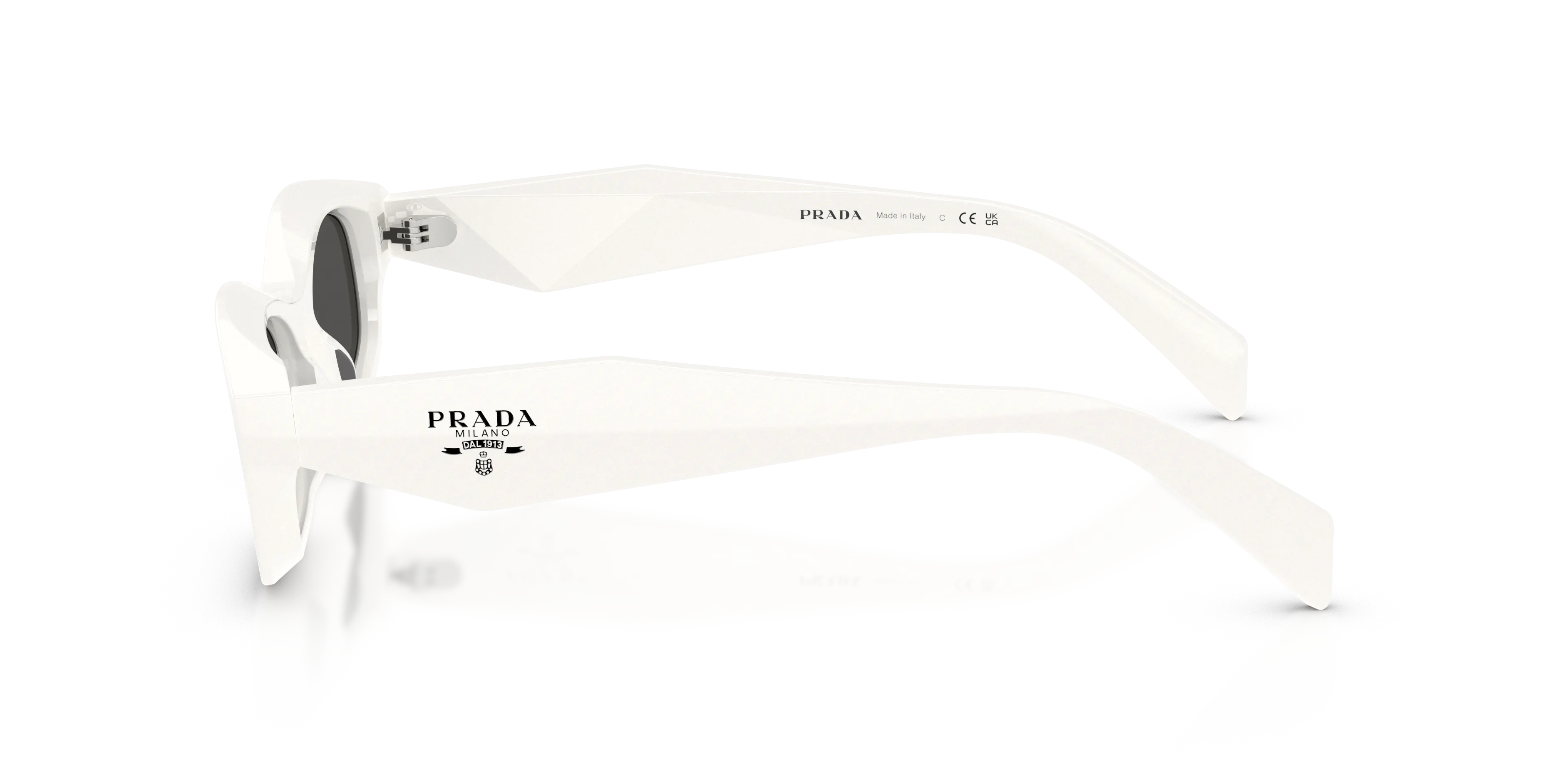 Prada PR D24S 17K08Z Occhiali da sole Acetato Bianco Grigio Pillow Normale - immagine 4