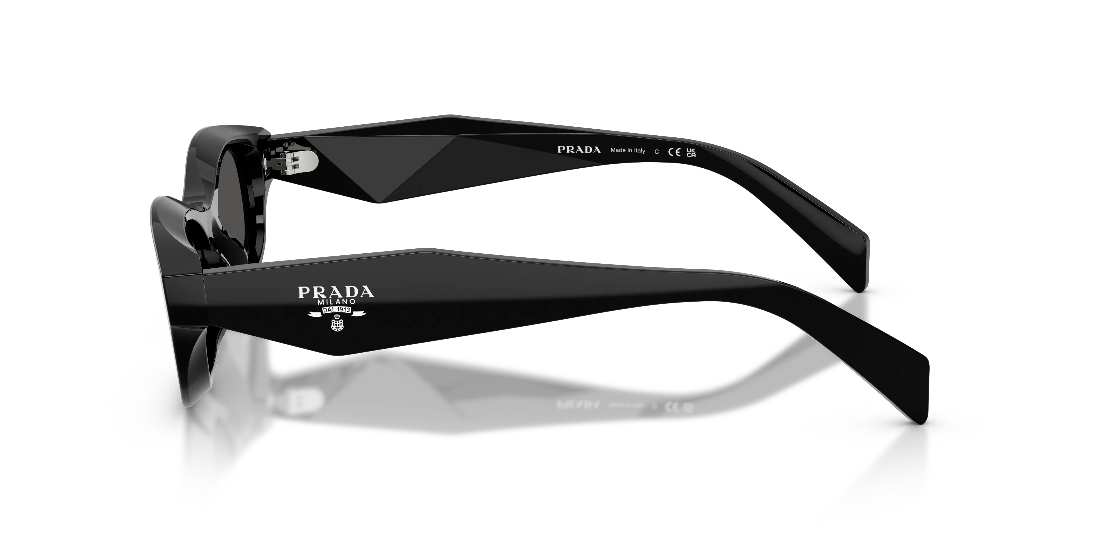 Prada PR D24S 16K08Z Occhiali da sole Acetato Nero Grigio Pillow Normale - immagine 4