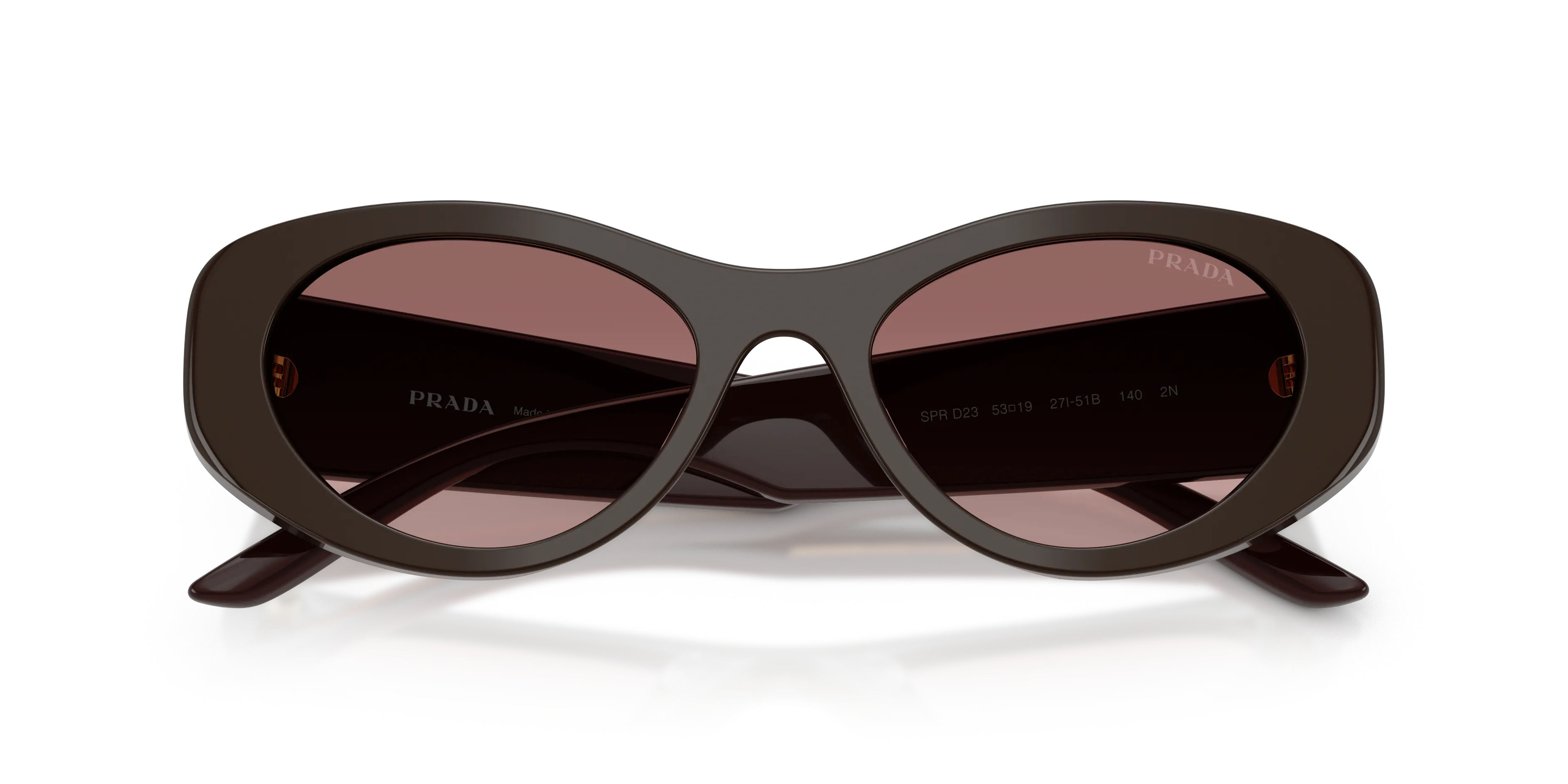 Prada PR D23SU 27I51B Occhiali da sole Acetato Marrone Marrone Rotonda Normale Sfumato - immagine 2