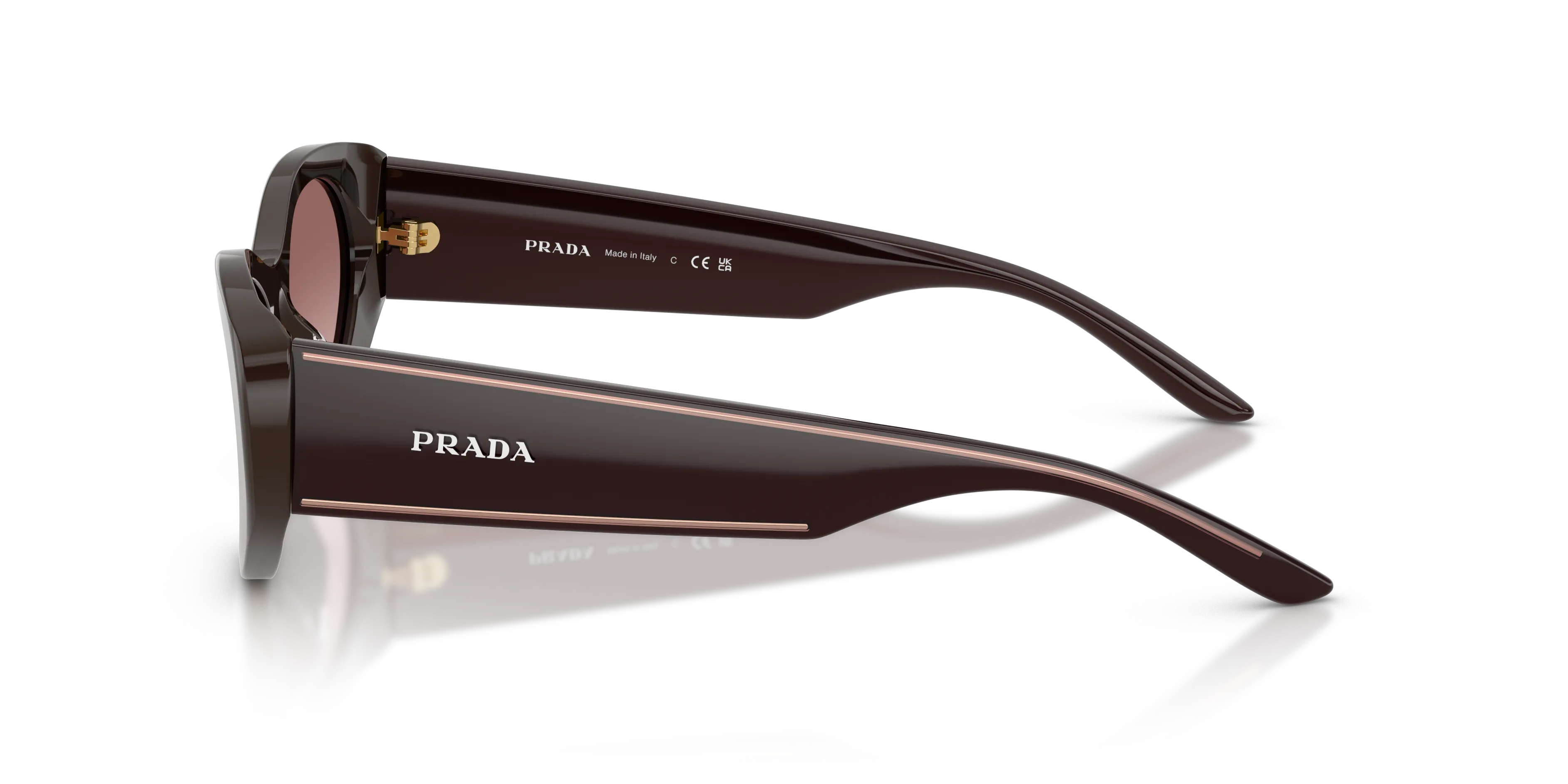 Prada PR D23SU 27I51B Occhiali da sole Acetato Marrone Marrone Rotonda Normale Sfumato - immagine 4
