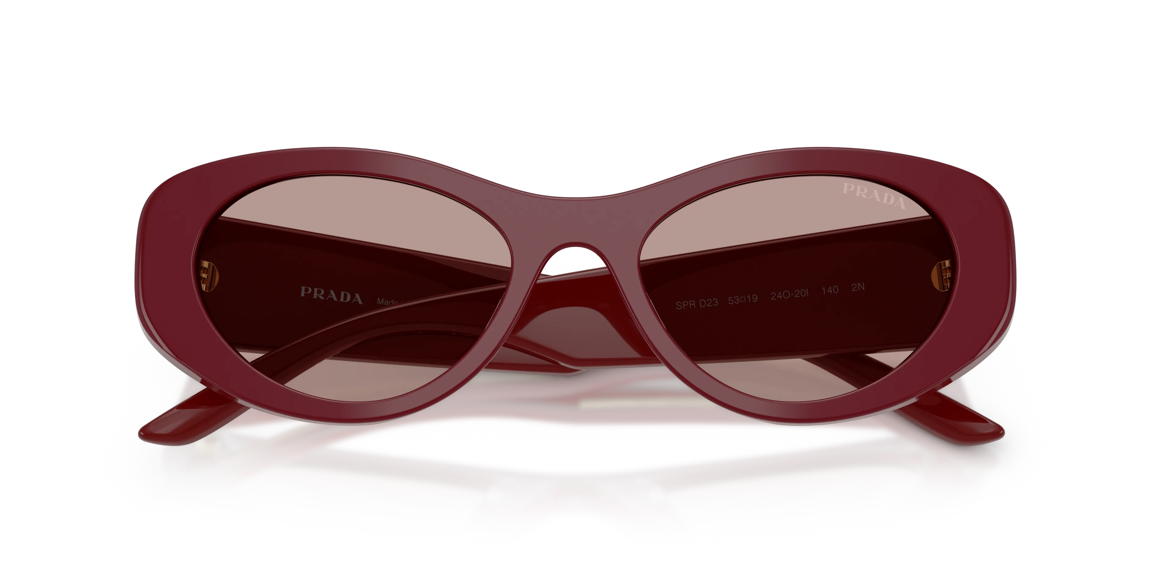 Prada PR D23SU 24O20I Occhiali da sole Acetato Rosso Marrone Rotonda Normale - immagine 2