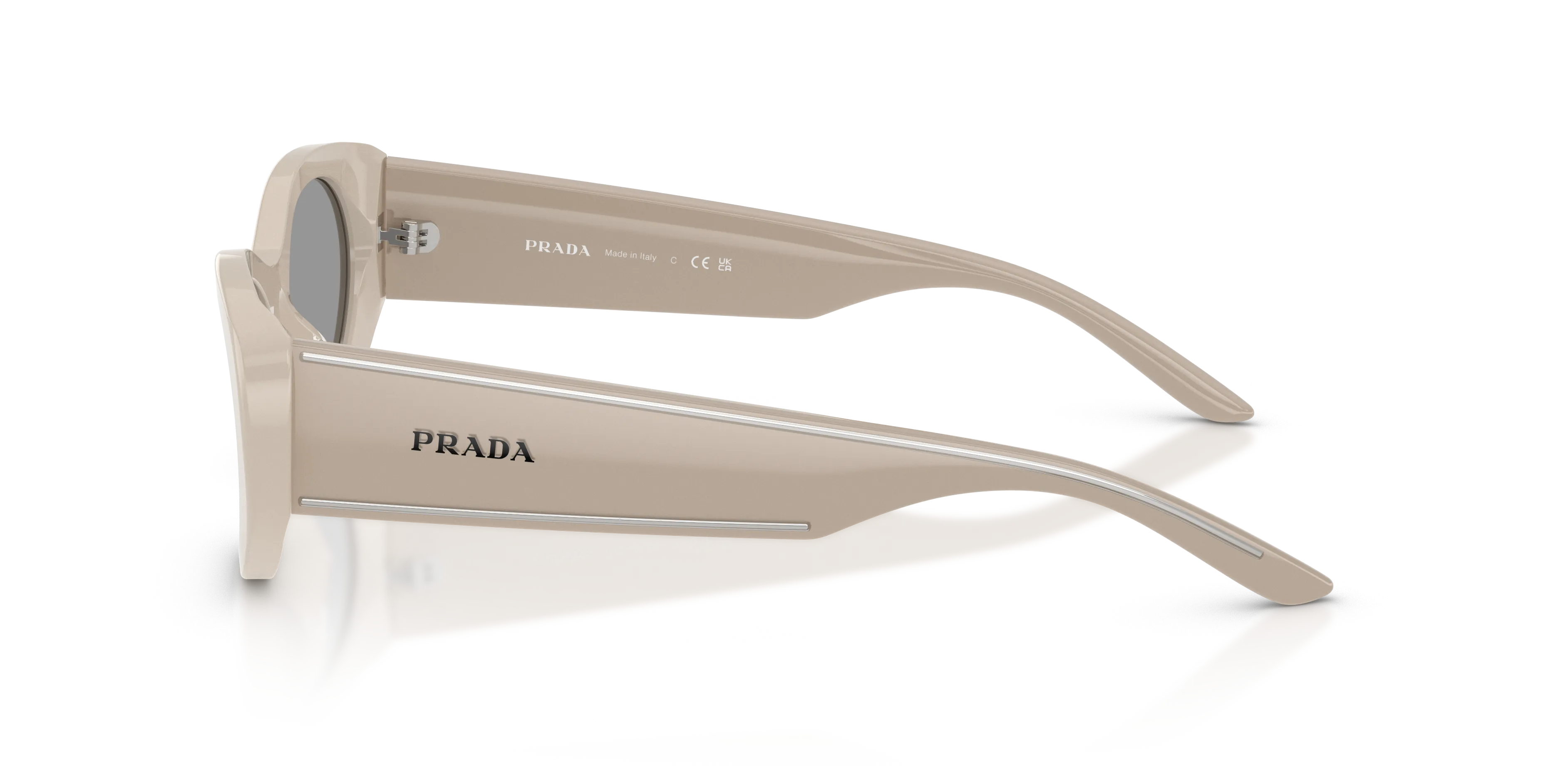 Prada PR D23SU 23O50Q Occhiali da sole Acetato Grigio Grigio Rotonda Normale - immagine 4