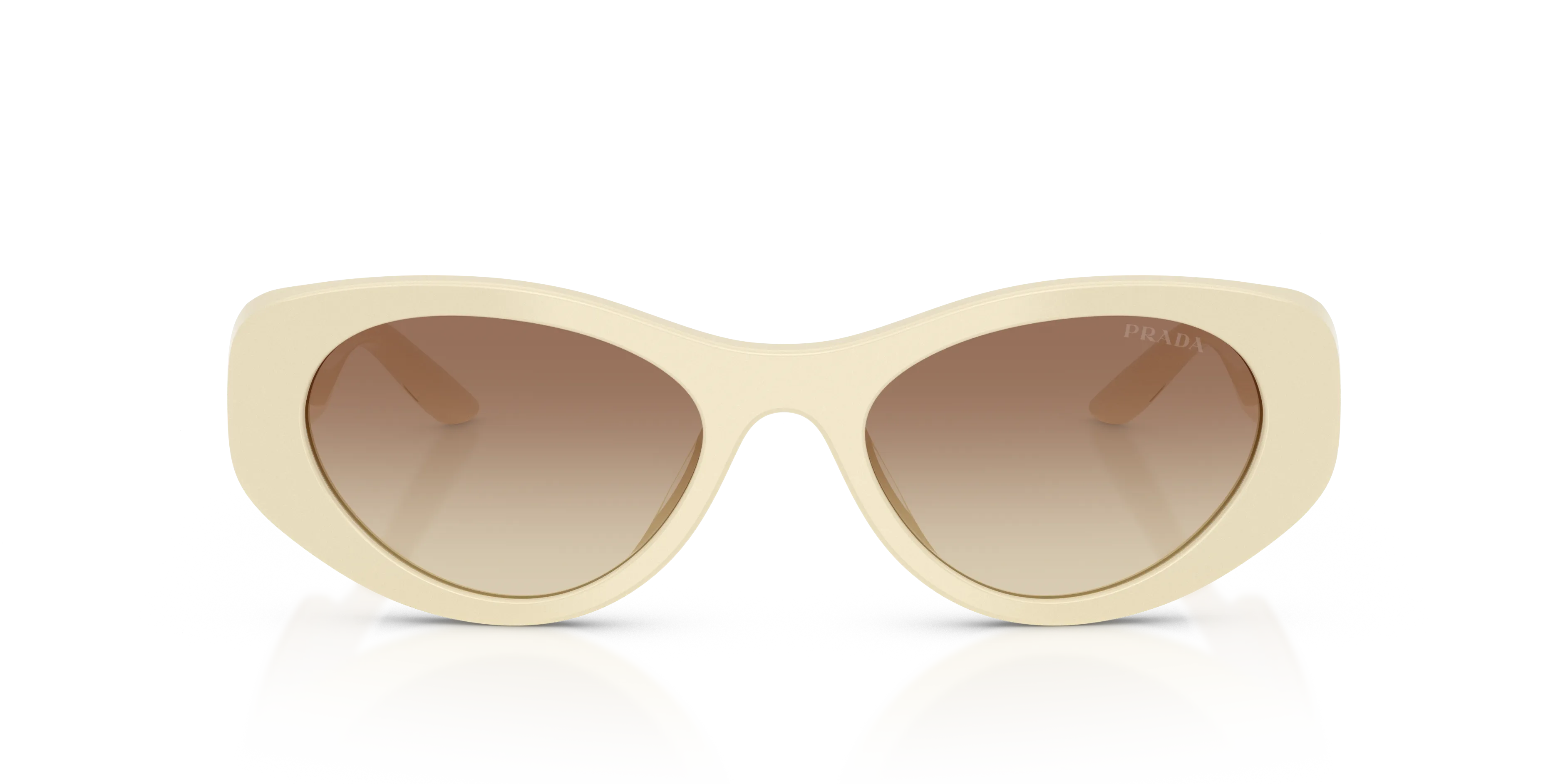 Prada PR D23SU 21D61B Occhiali da sole Acetato Bianco Marrone Rotonda Normale Sfumato - immagine 3