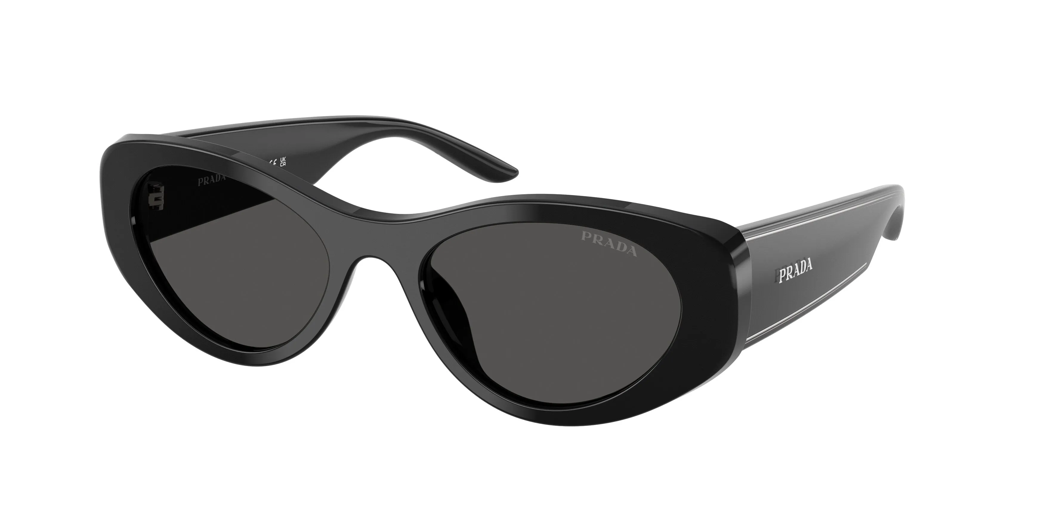 Prada PR D23SU 16K08Z Occhiali da sole Acetato Nero Grigio Rotonda Normale - immagine 1