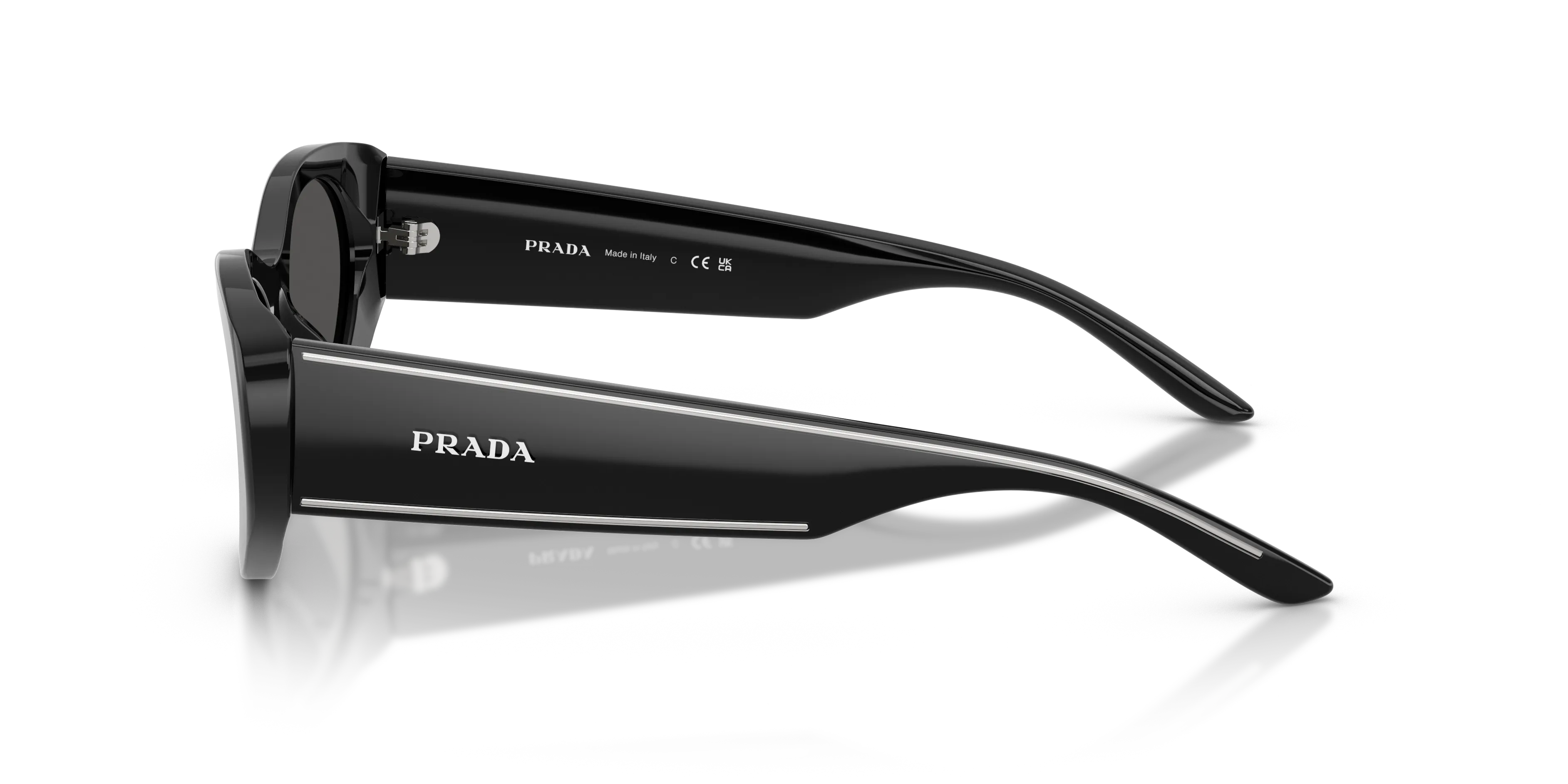 Prada PR D23SU 16K08Z Occhiali da sole Acetato Nero Grigio Rotonda Normale - immagine 4