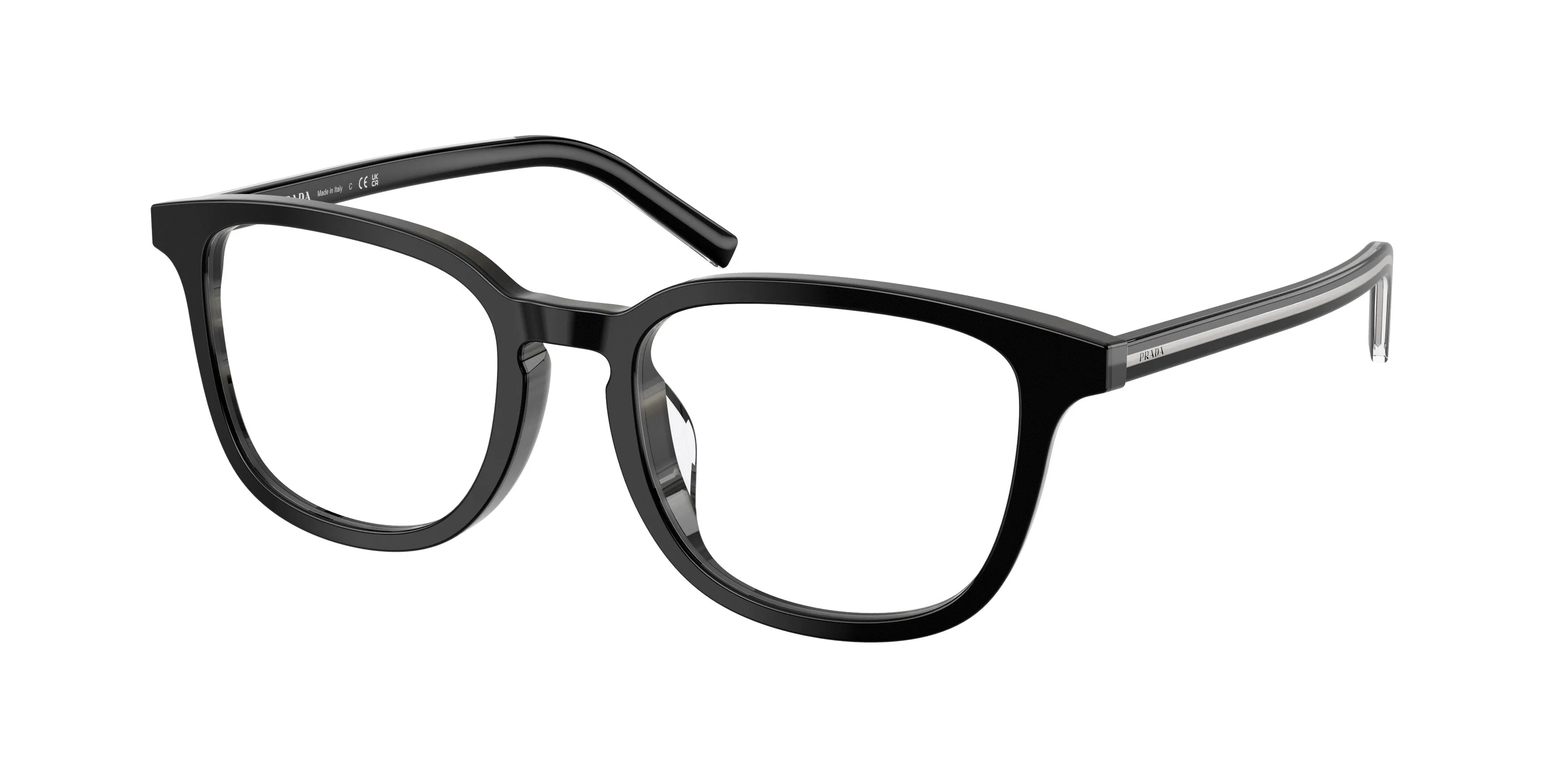 Prada PR D21VD 29O1O1 Montature da vista Acetato Nero Trasparente Pillow Normale - immagine 1