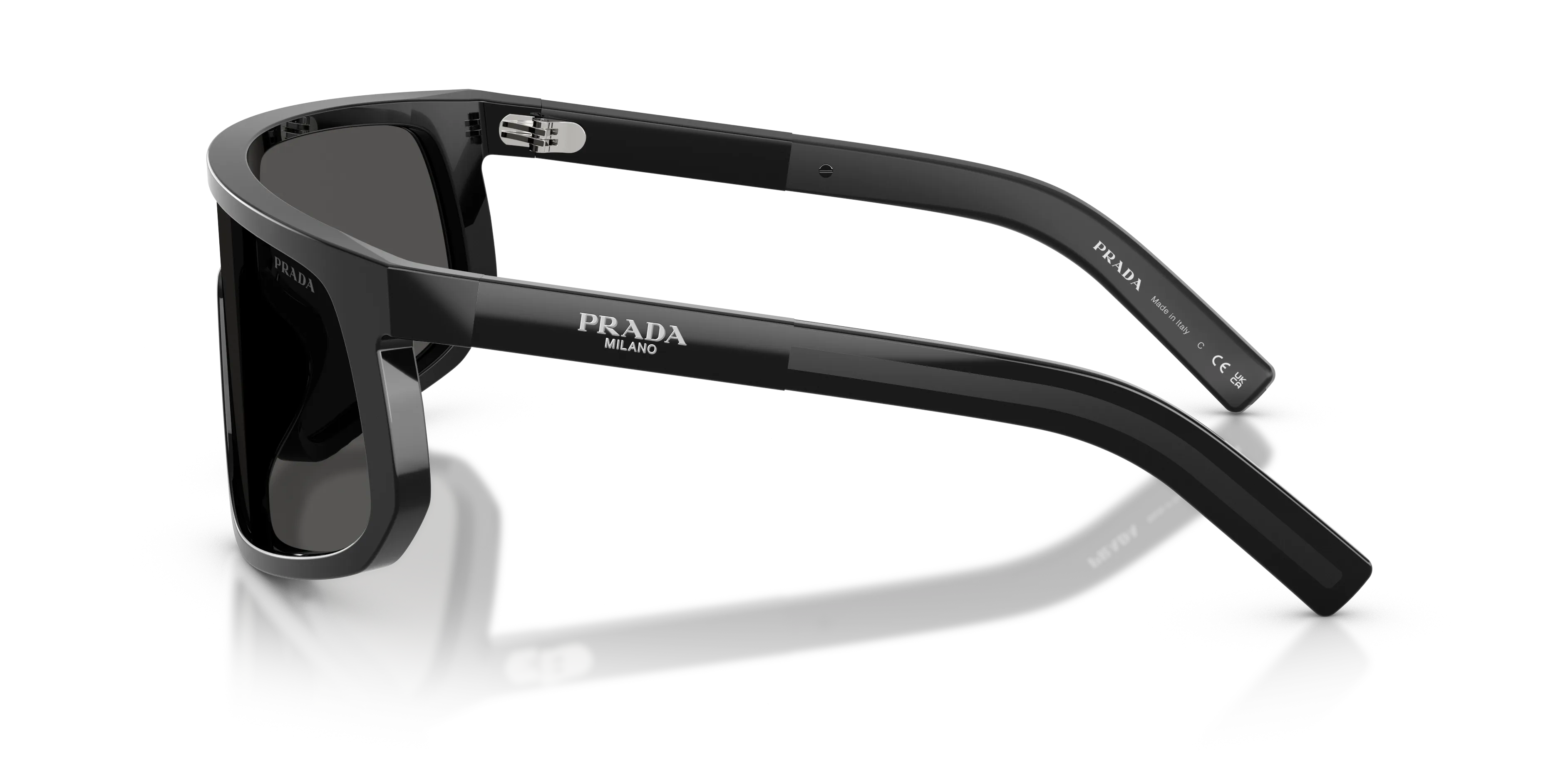 Prada PR D21SU 16K08Z Occhiali da sole Acetato Nero Grigio Squadrata Normale - immagine 4