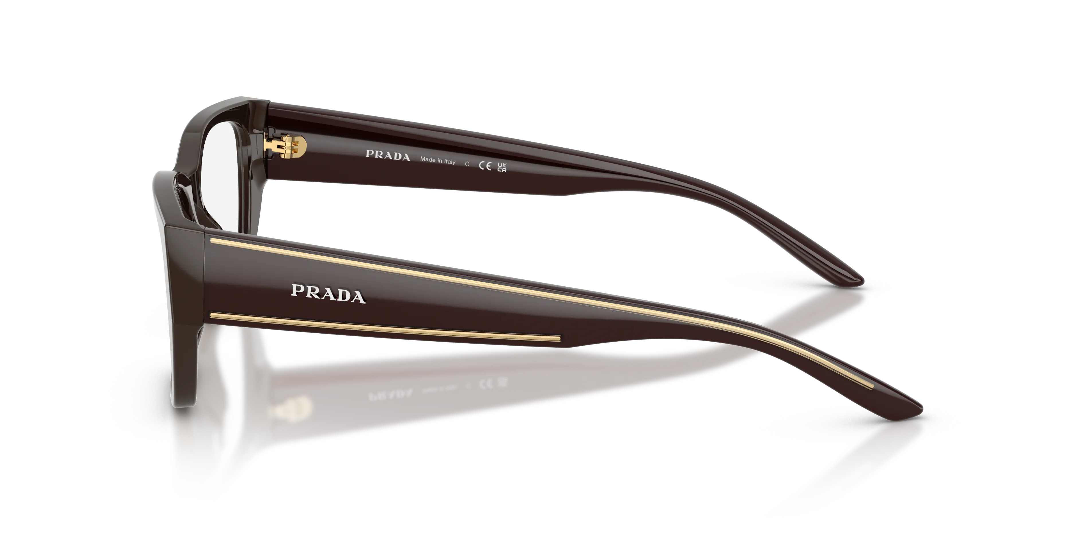 Prada PR D20V 27I1O1 Montature da vista Acetato Marrone Trasparente Squadrata Normale - immagine 4