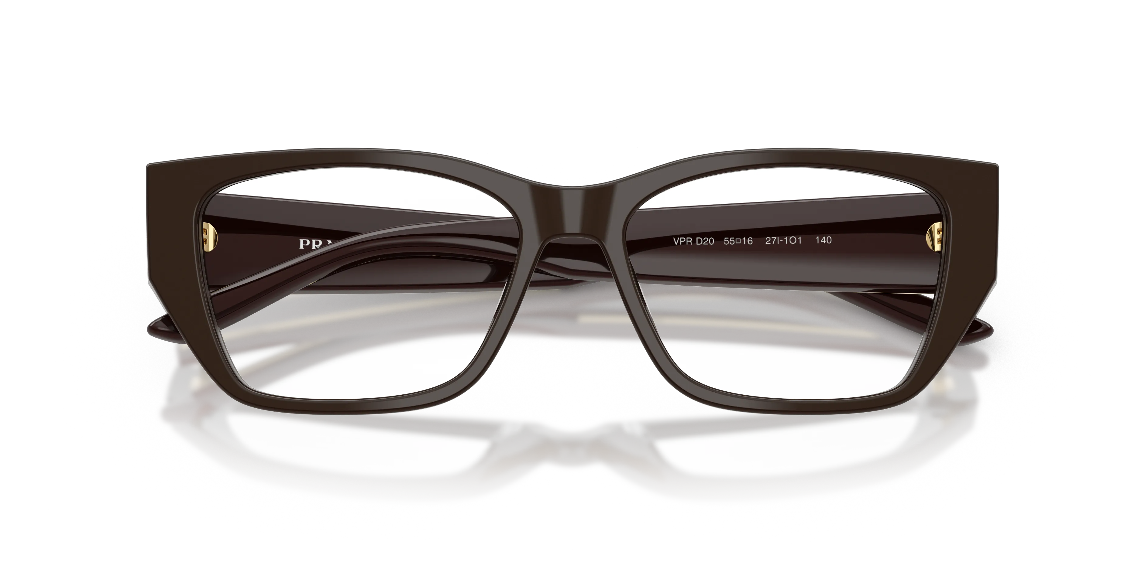Prada PR D20V 27I1O1 Montature da vista Acetato Marrone Trasparente Squadrata Normale - immagine 2