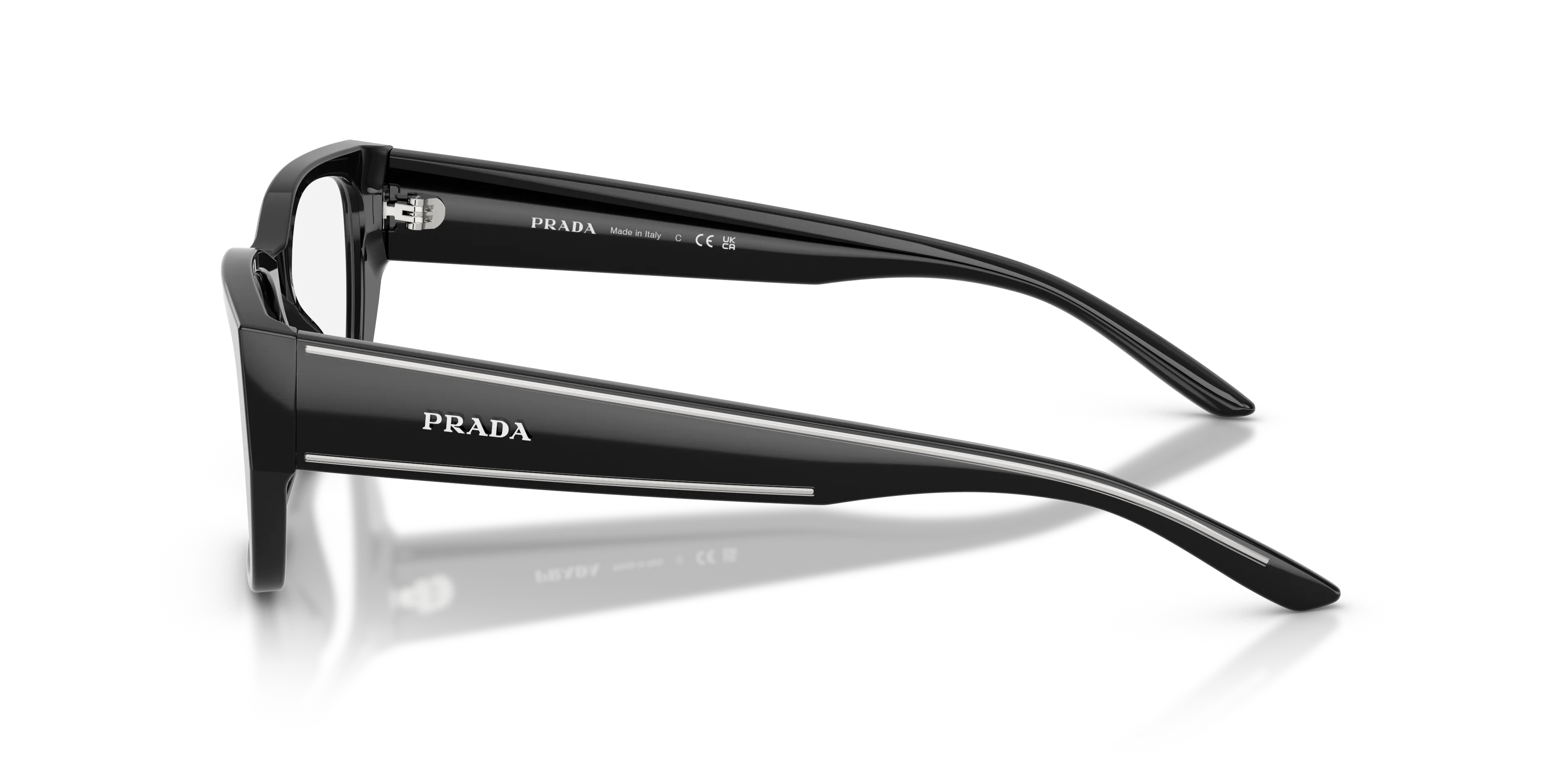 Prada PR D20V 16K1O1 Montature da vista Acetato Nero Trasparente Squadrata Normale - immagine 4