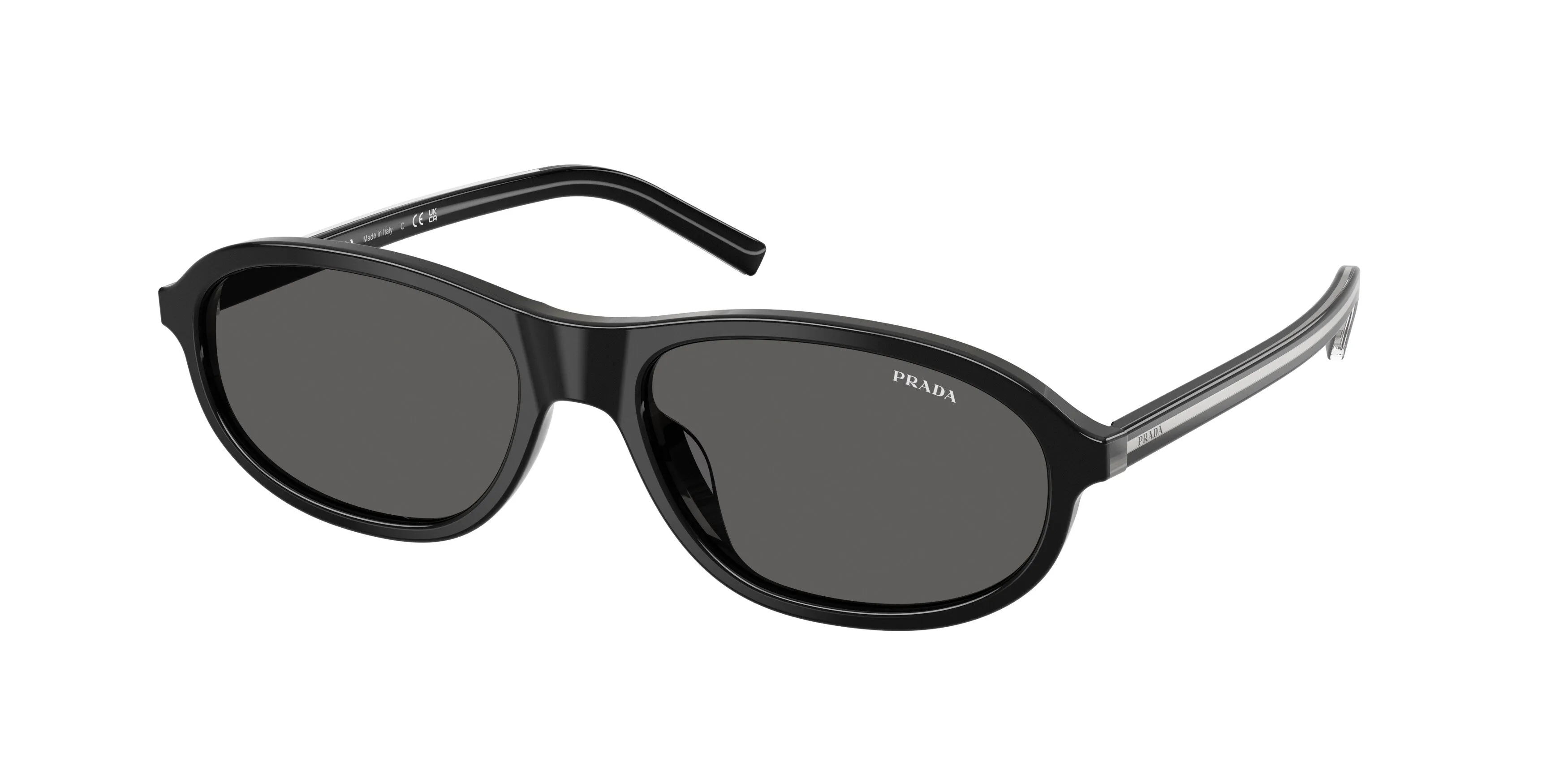 Prada PR D20SU 29O20Z Occhiali da sole Acetato Nero Grigio Rotonda Normale - immagine 1