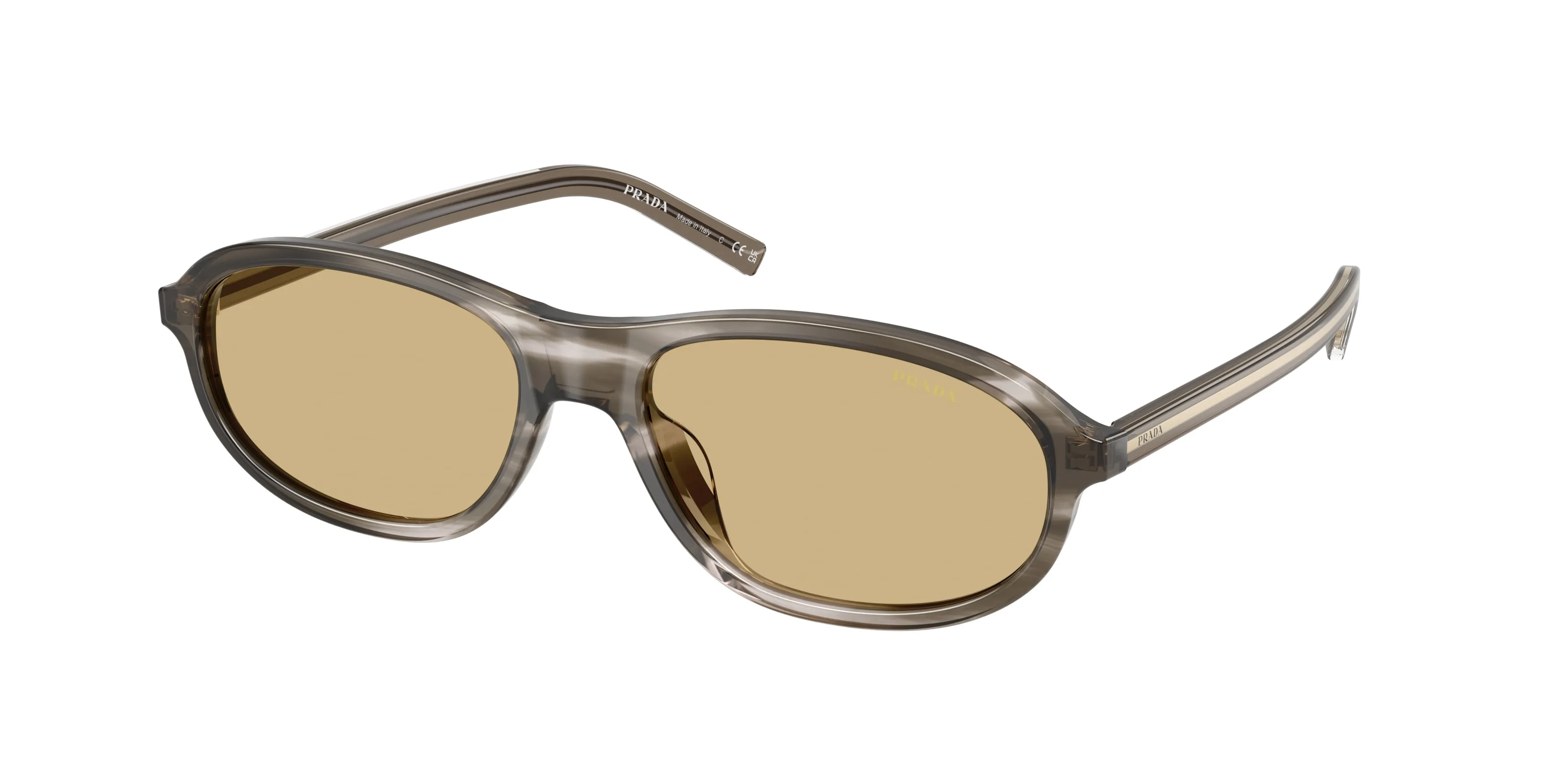 Prada PR D20SU 26O10R Occhiali da sole Acetato Nero Giallo Rotonda Normale - immagine 1
