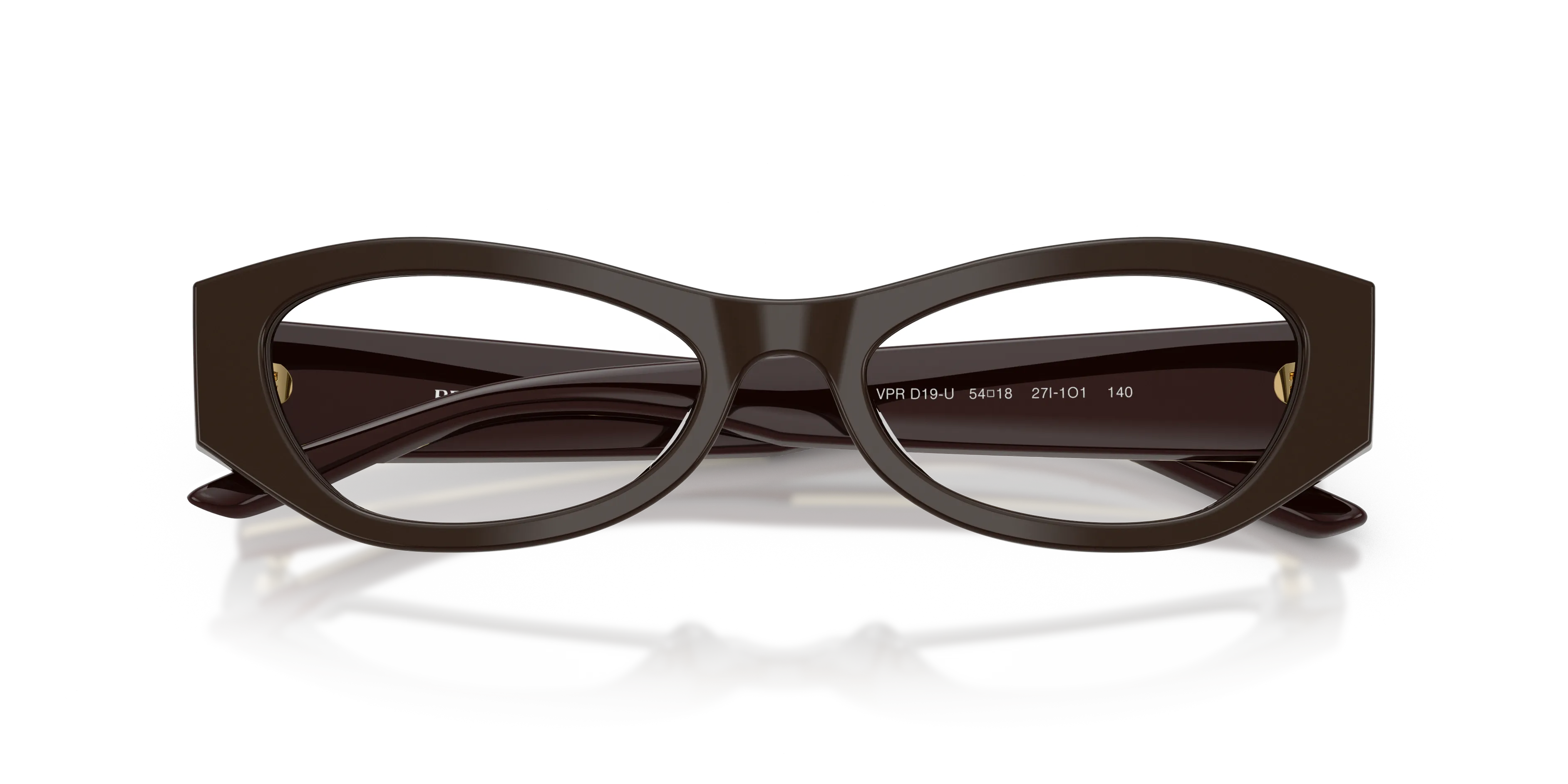 Prada PR D19VU 27I1O1 Montature da vista Acetato Marrone Trasparente Rotonda Normale - immagine 2