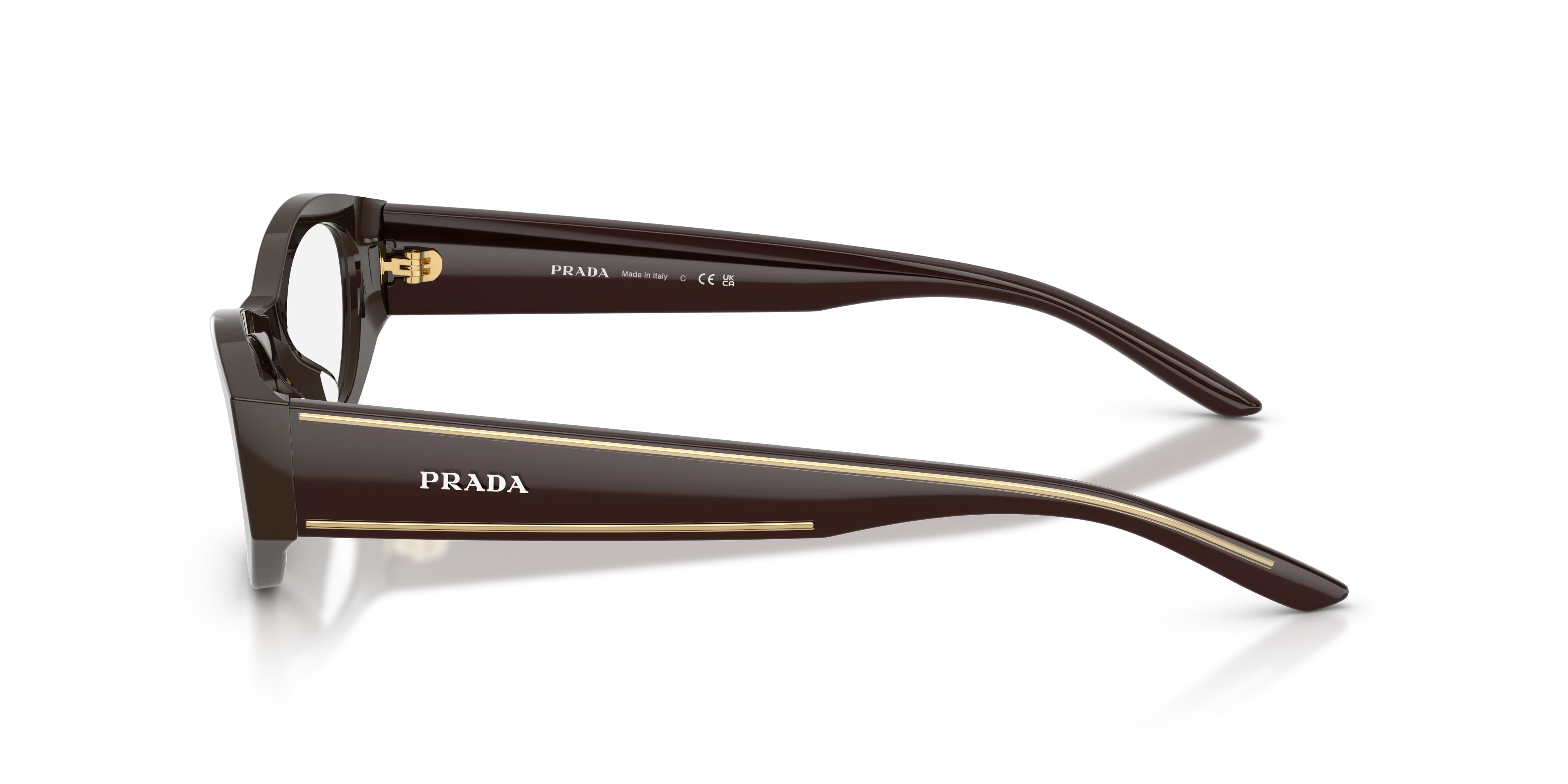 Prada PR D19VU 27I1O1 Montature da vista Acetato Marrone Trasparente Rotonda Normale - immagine 4