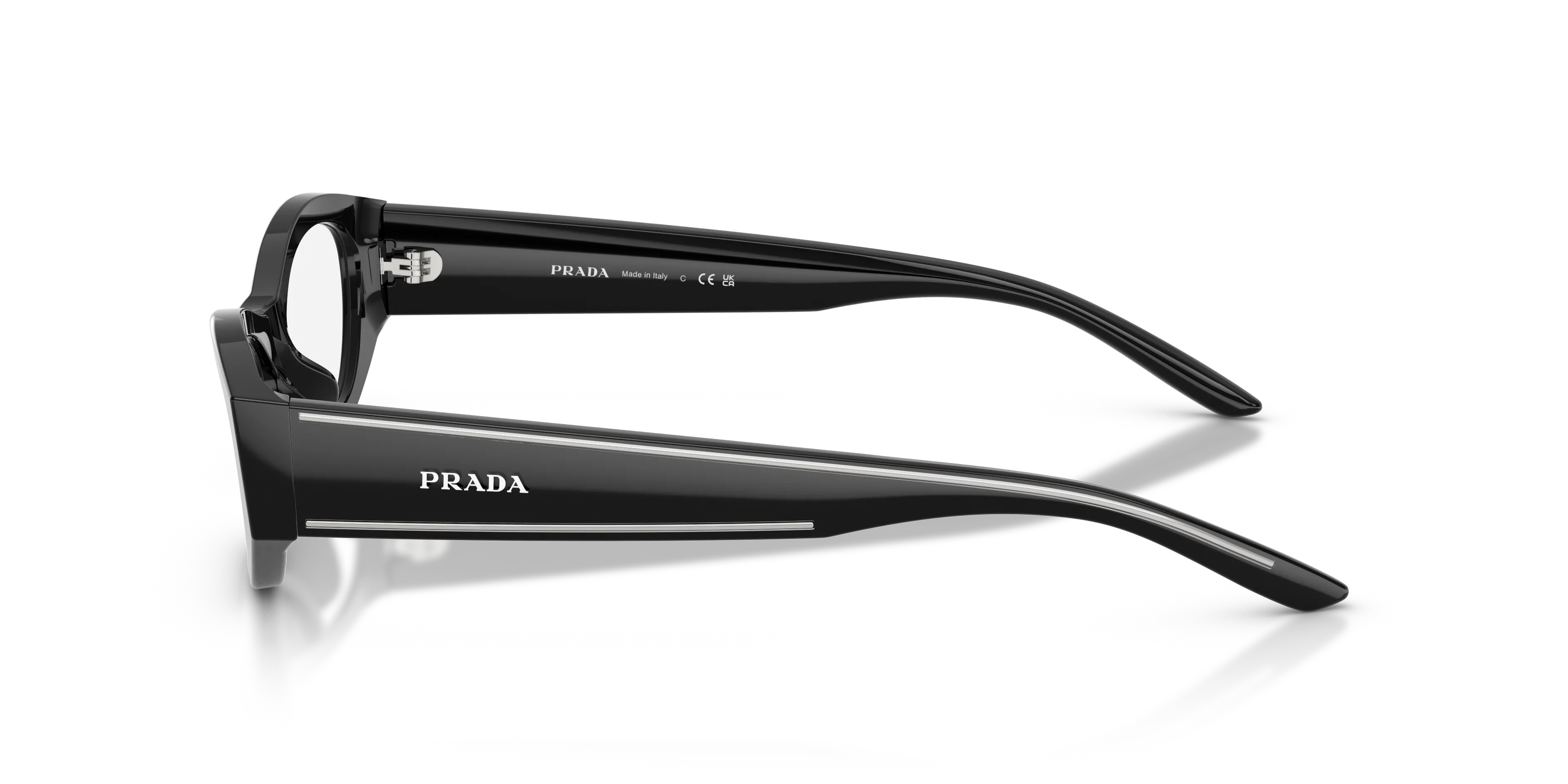 Prada PR D19VU 16K1O1 Montature da vista Acetato Nero Trasparente Rotonda Normale - immagine 4